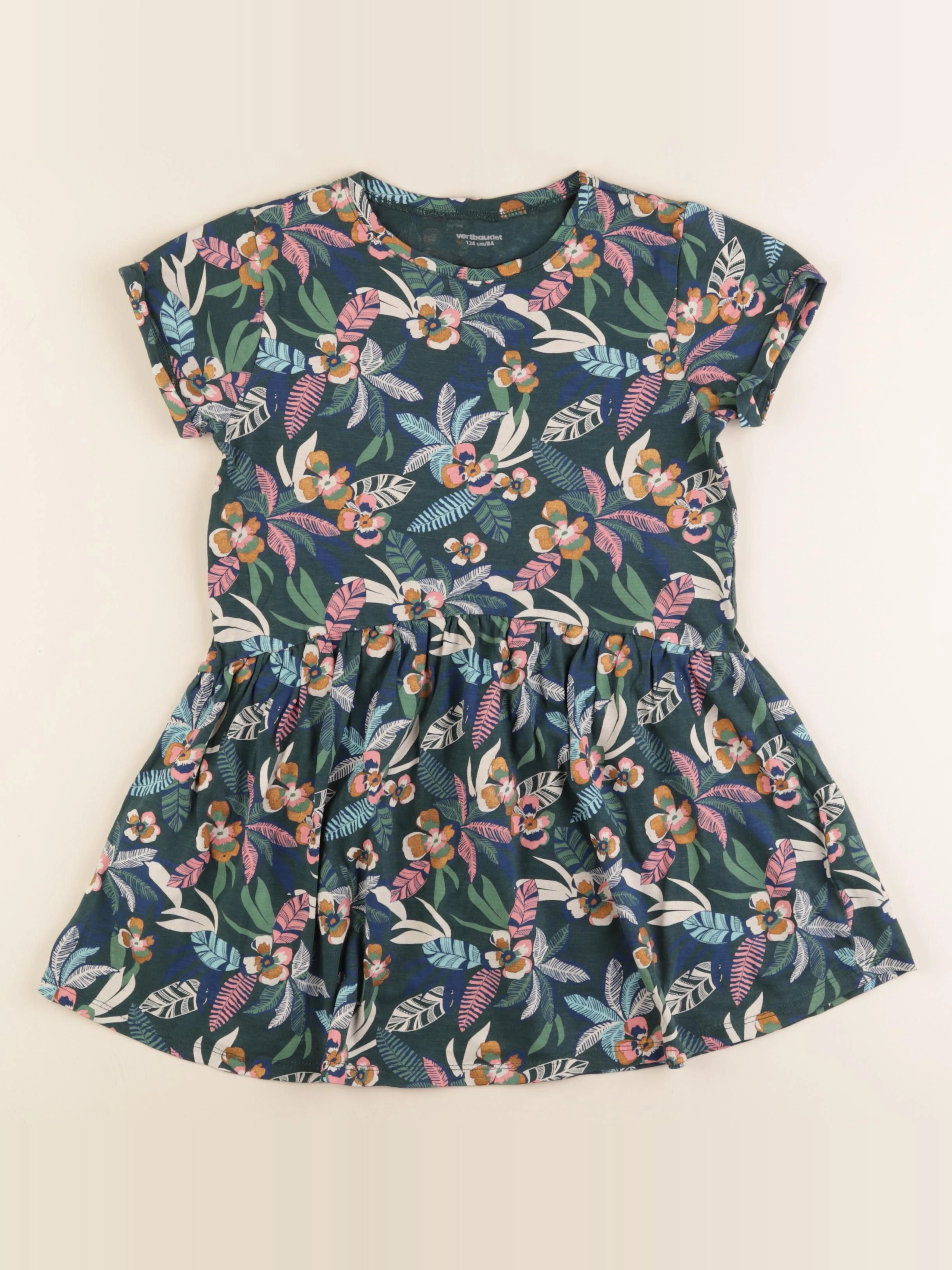 Vertbaudet - robe vert - 8 ans