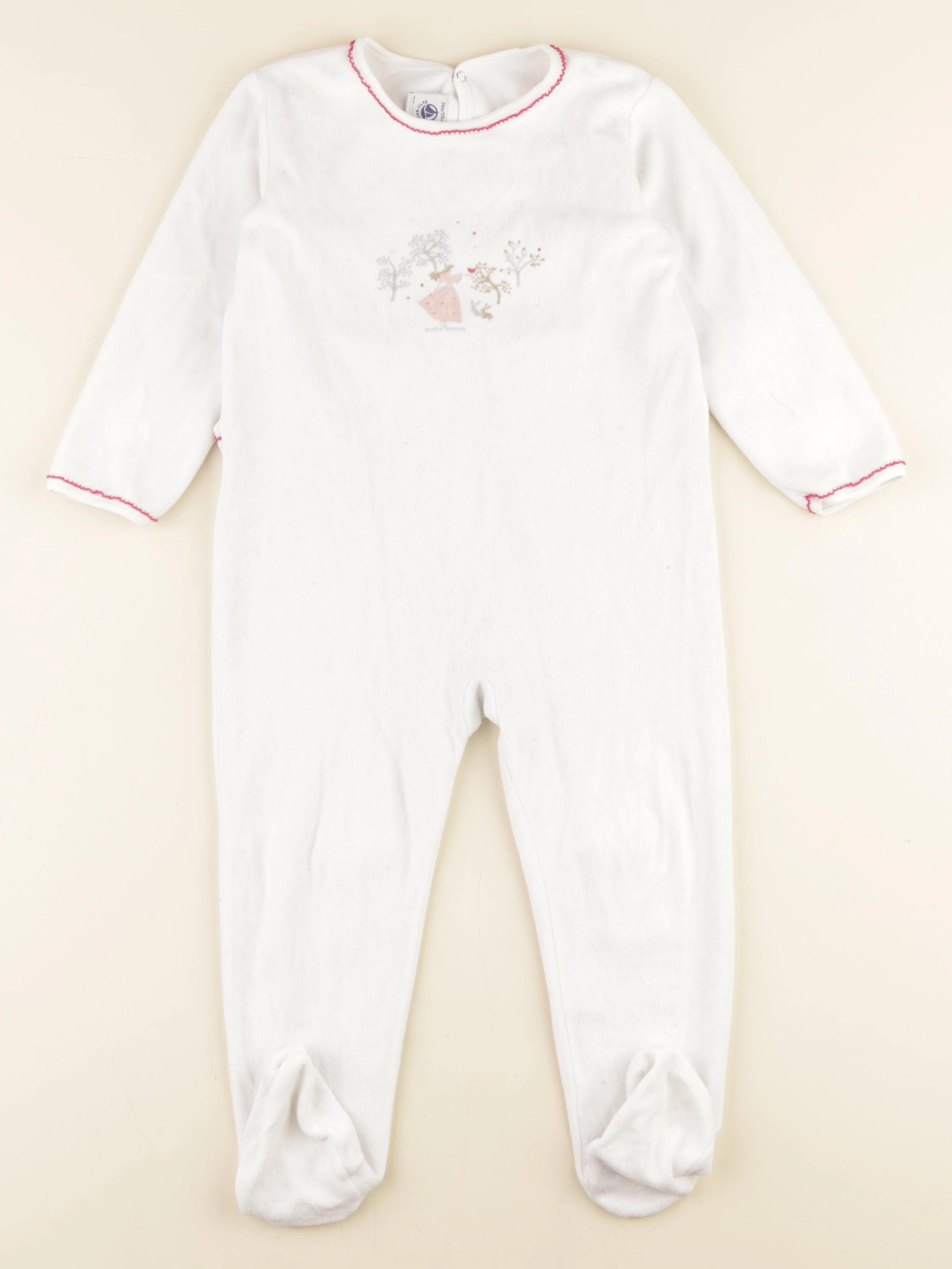 Petit Bateau - pyjama velours blanc - 36 mois