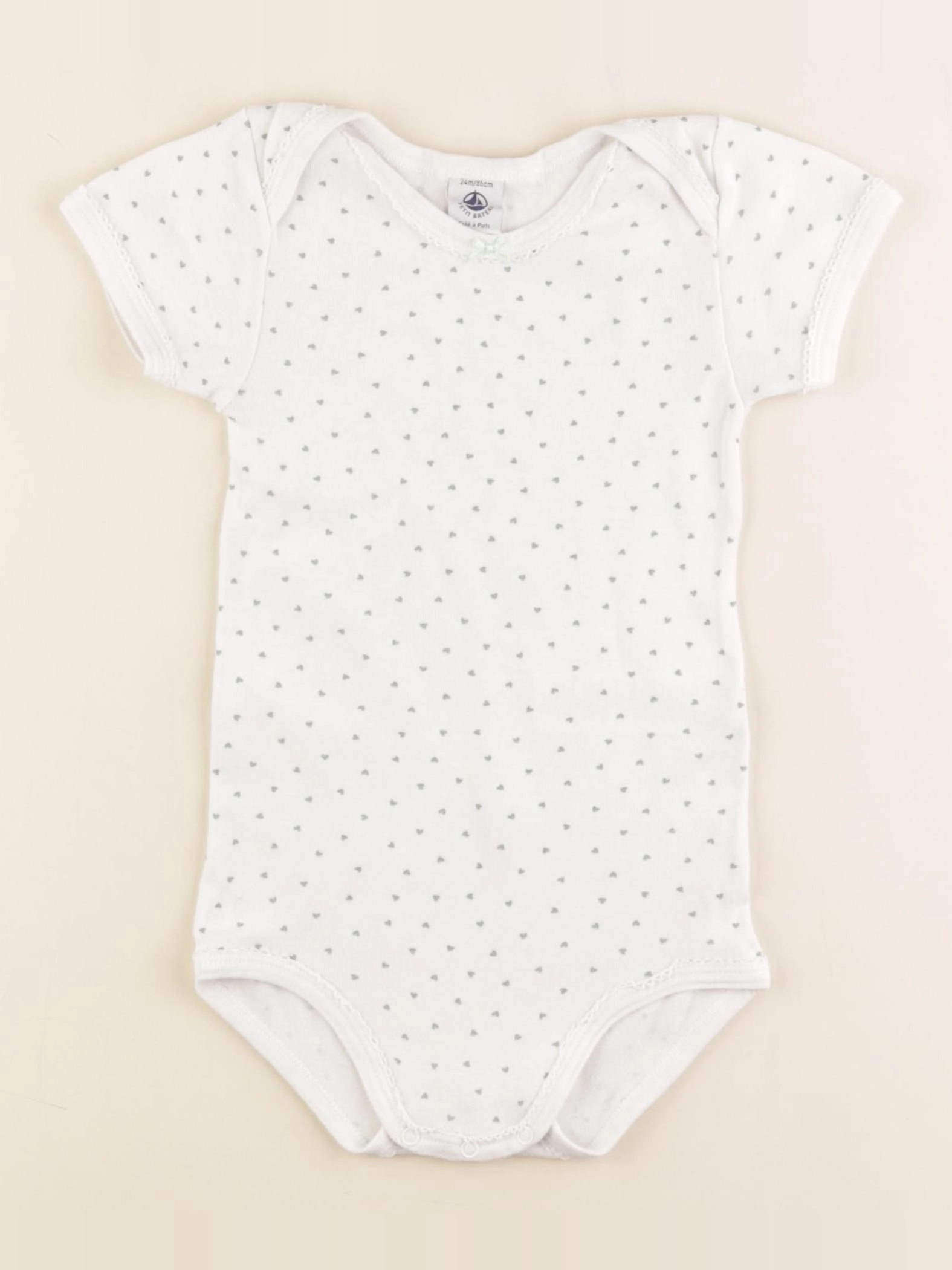 Petit Bateau - body blanc, vert - 24 mois