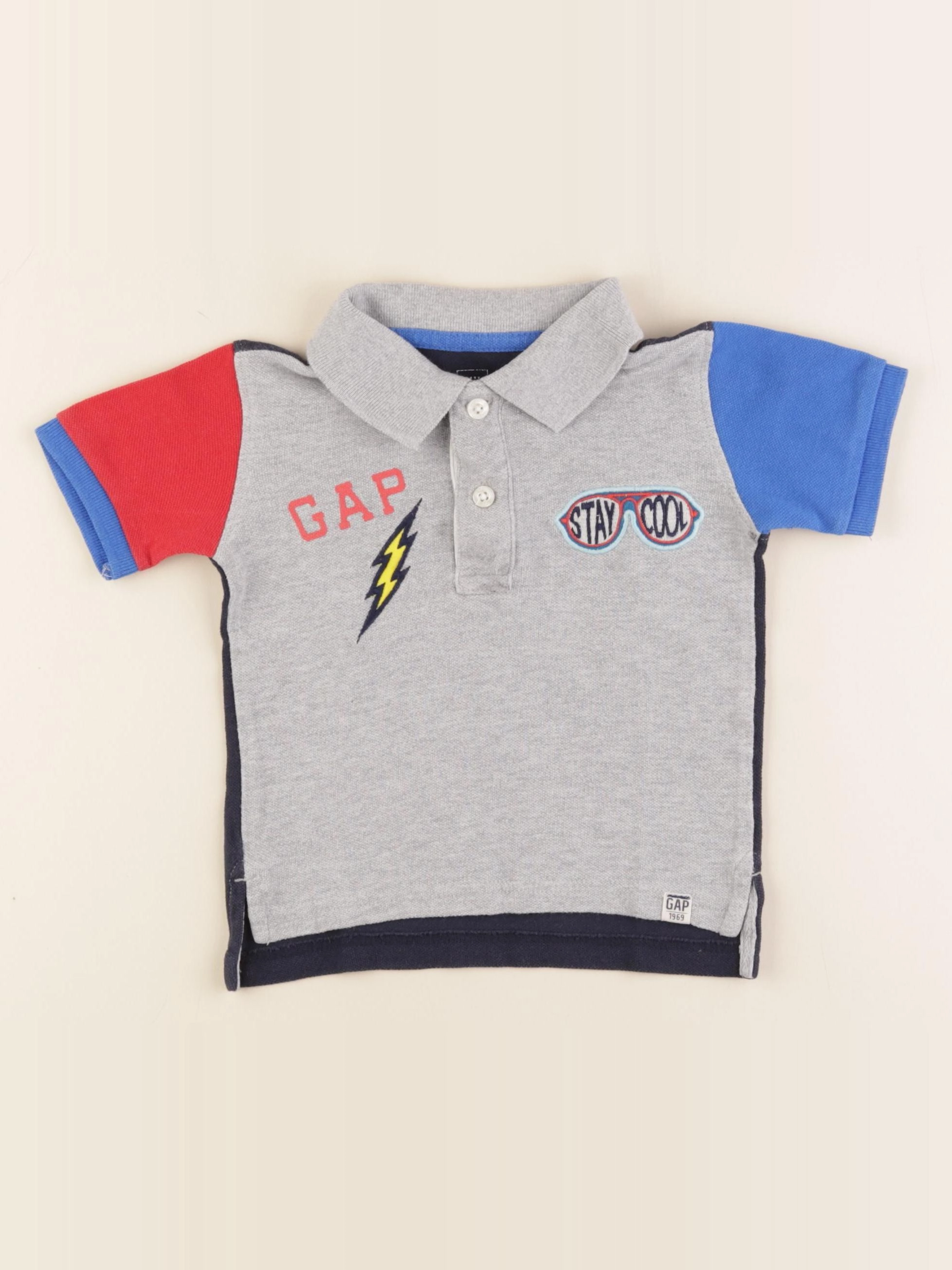 GAP - polo bleu, gris - 12/18 mois