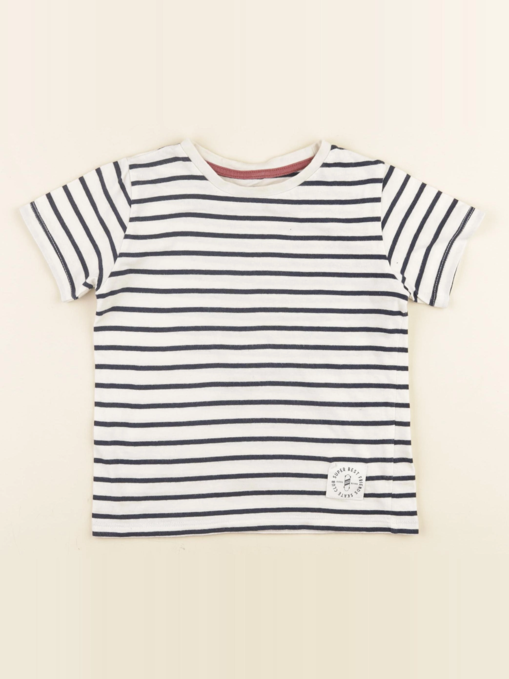 Vertbaudet - tee-shirt blanc, bleu - 5 ans
