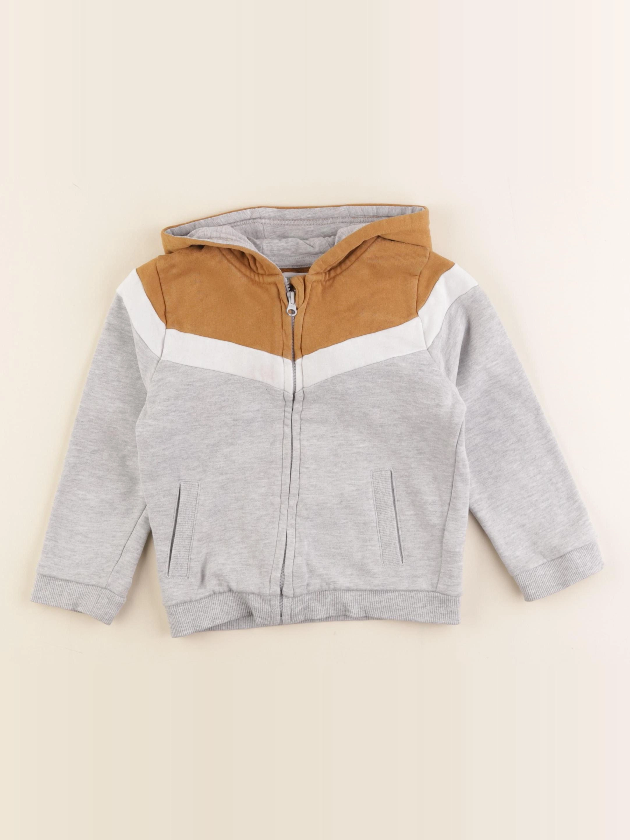 Vertbaudet - sweat gris, marron - 36 mois