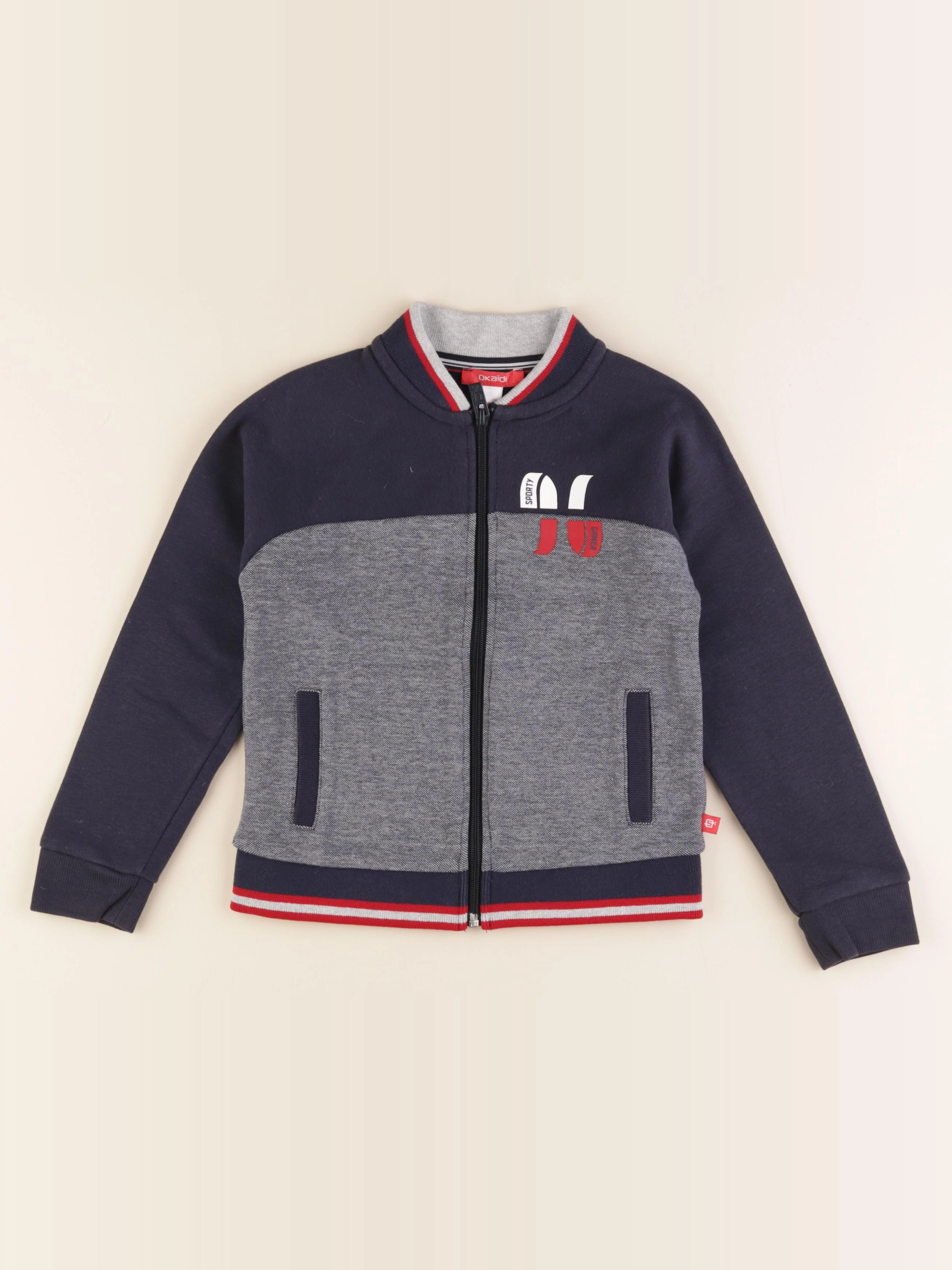Okaidi - sweat bleu, gris - 6 ans