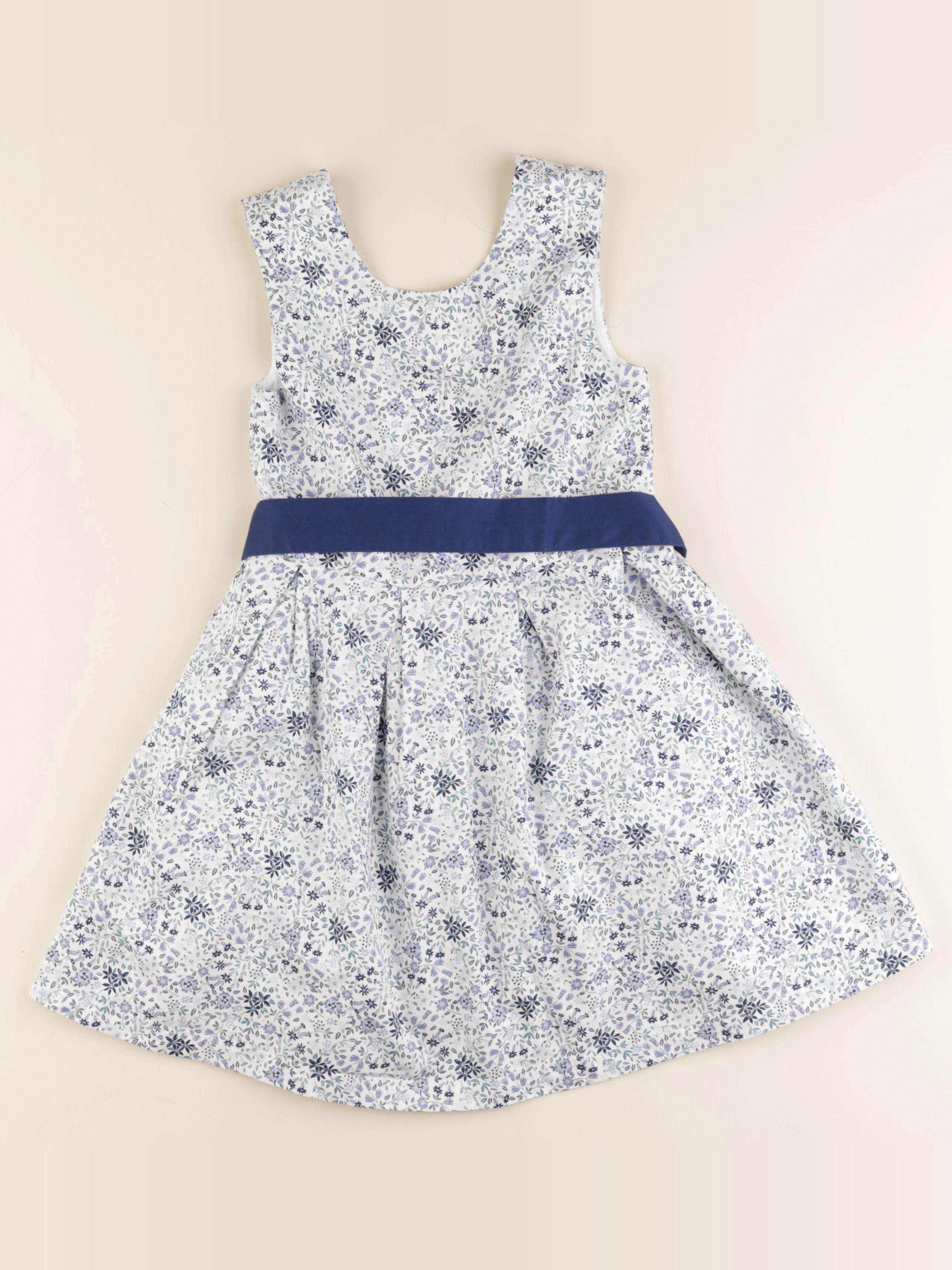 Vertbaudet - robe bleu, blanc - 7 ans