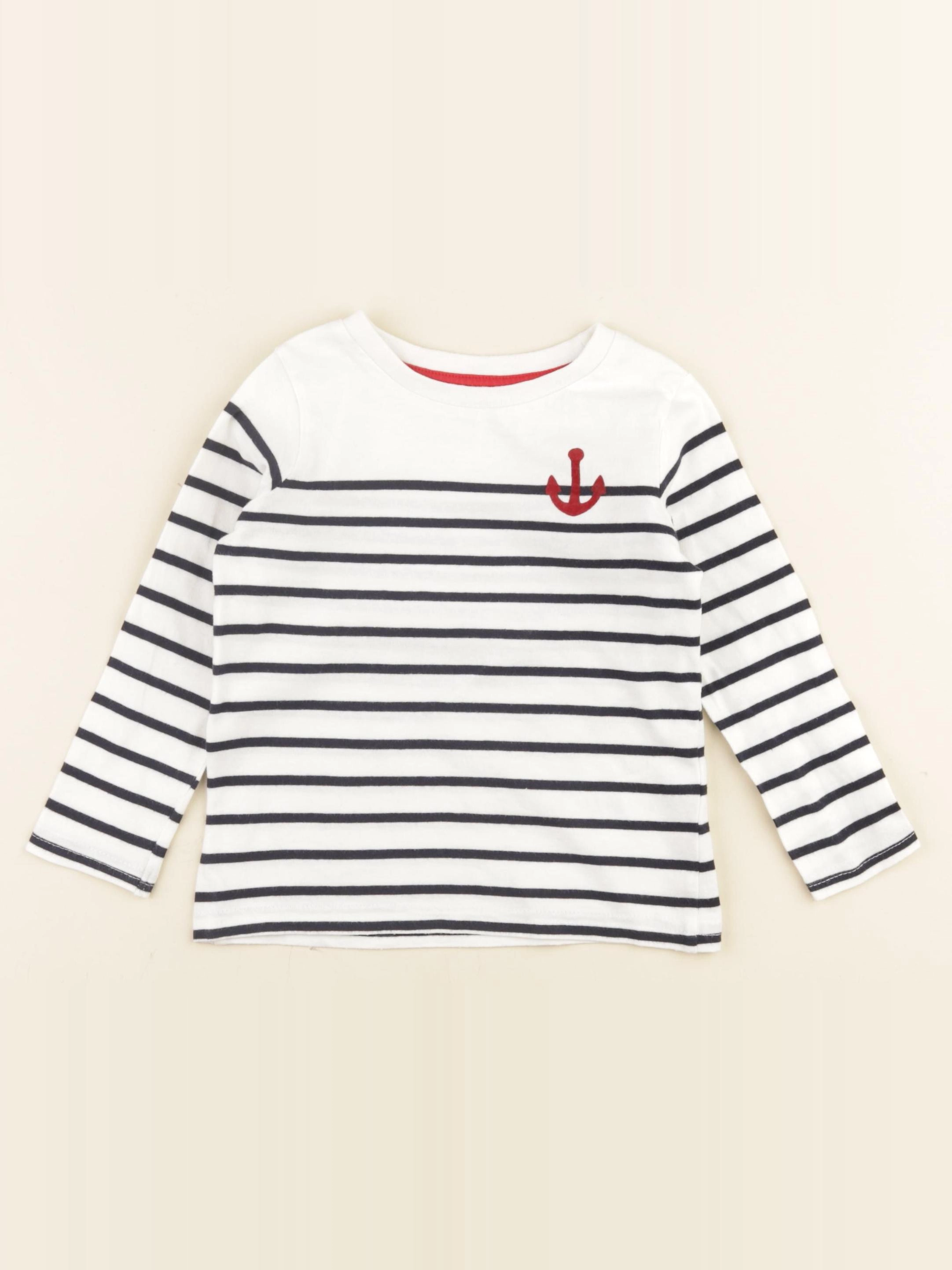 Vertbaudet - tee-shirt blanc, bleu - 3 ans
