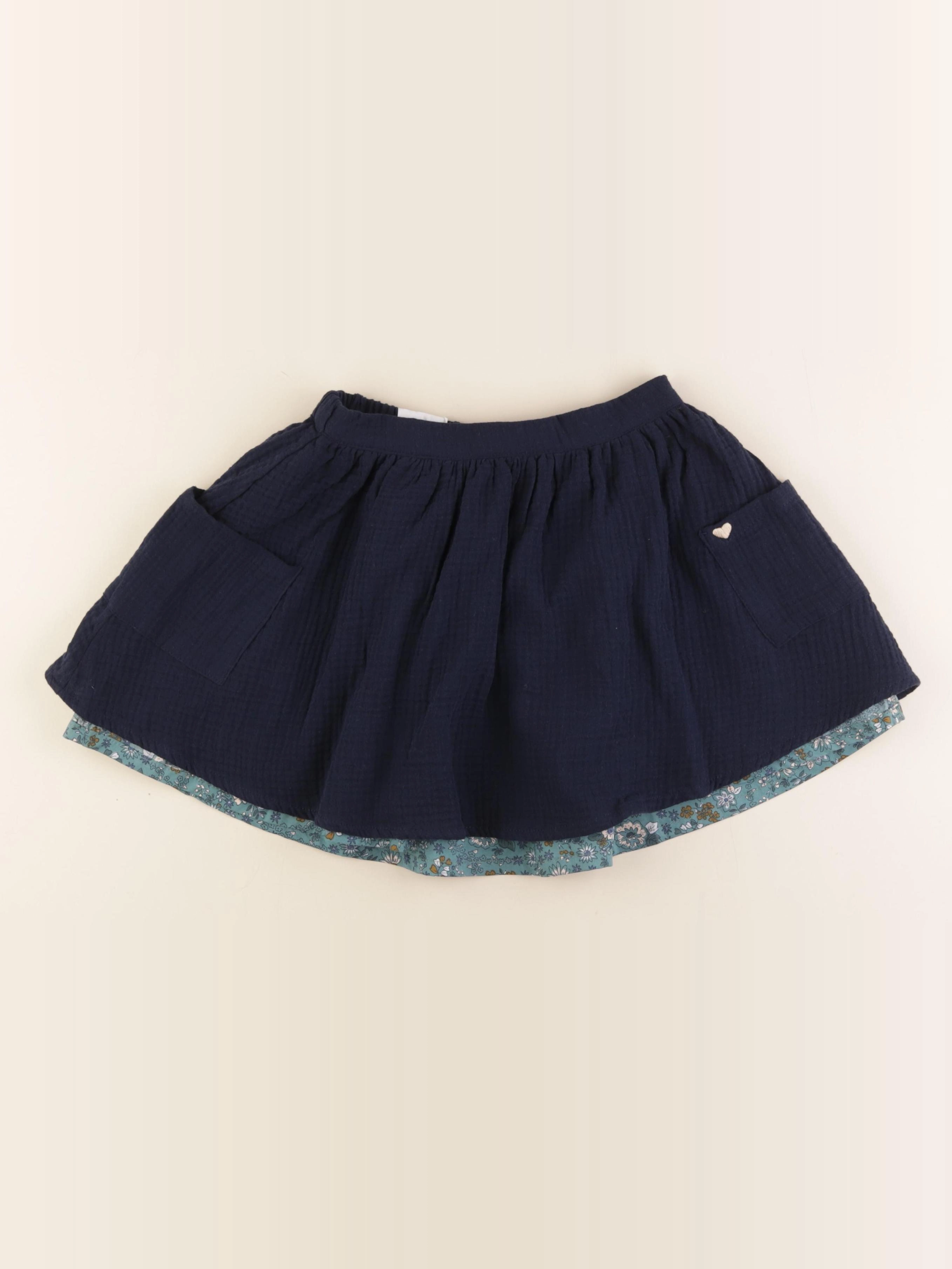 Vertbaudet - jupe réversible bleu - 9 ans