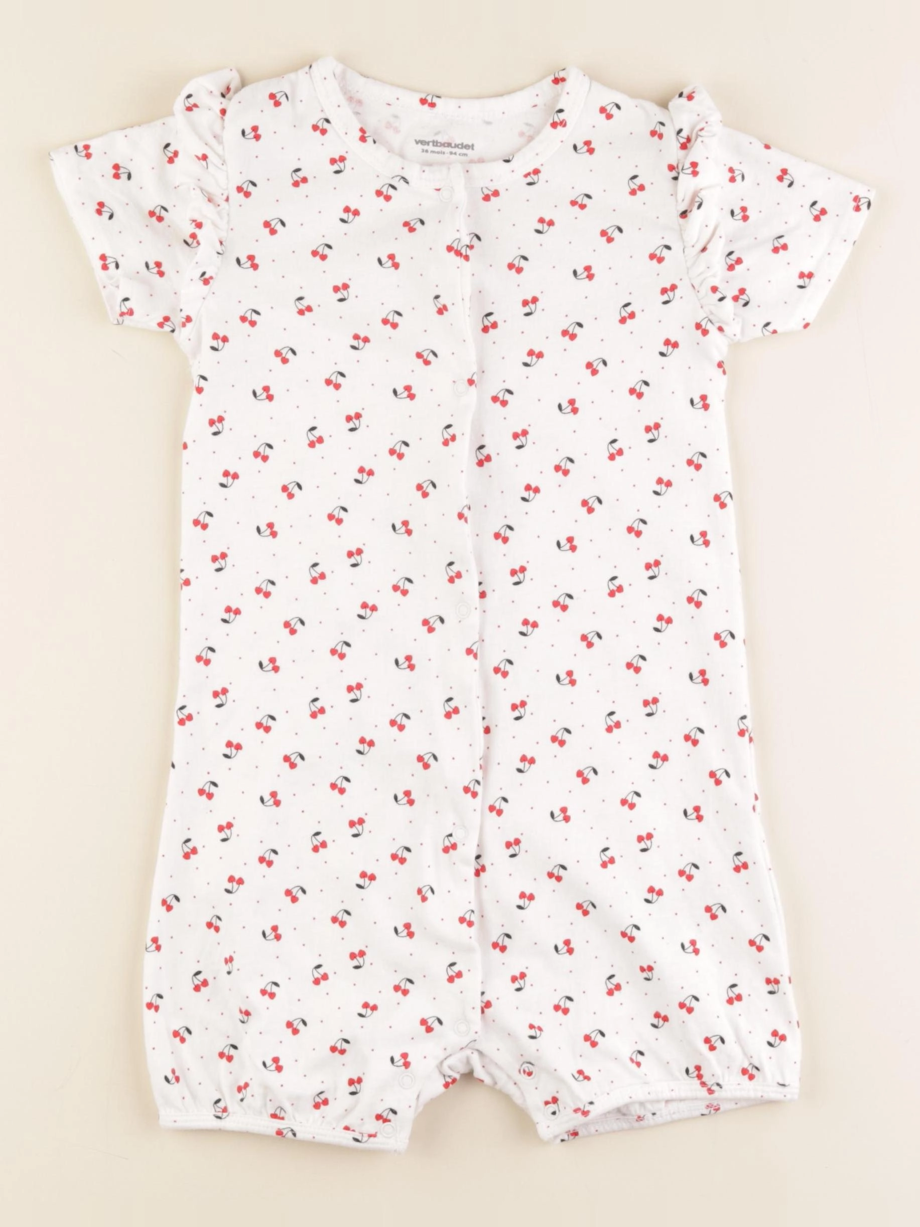 Vertbaudet - pyjama coton blanc, rouge - 36 mois