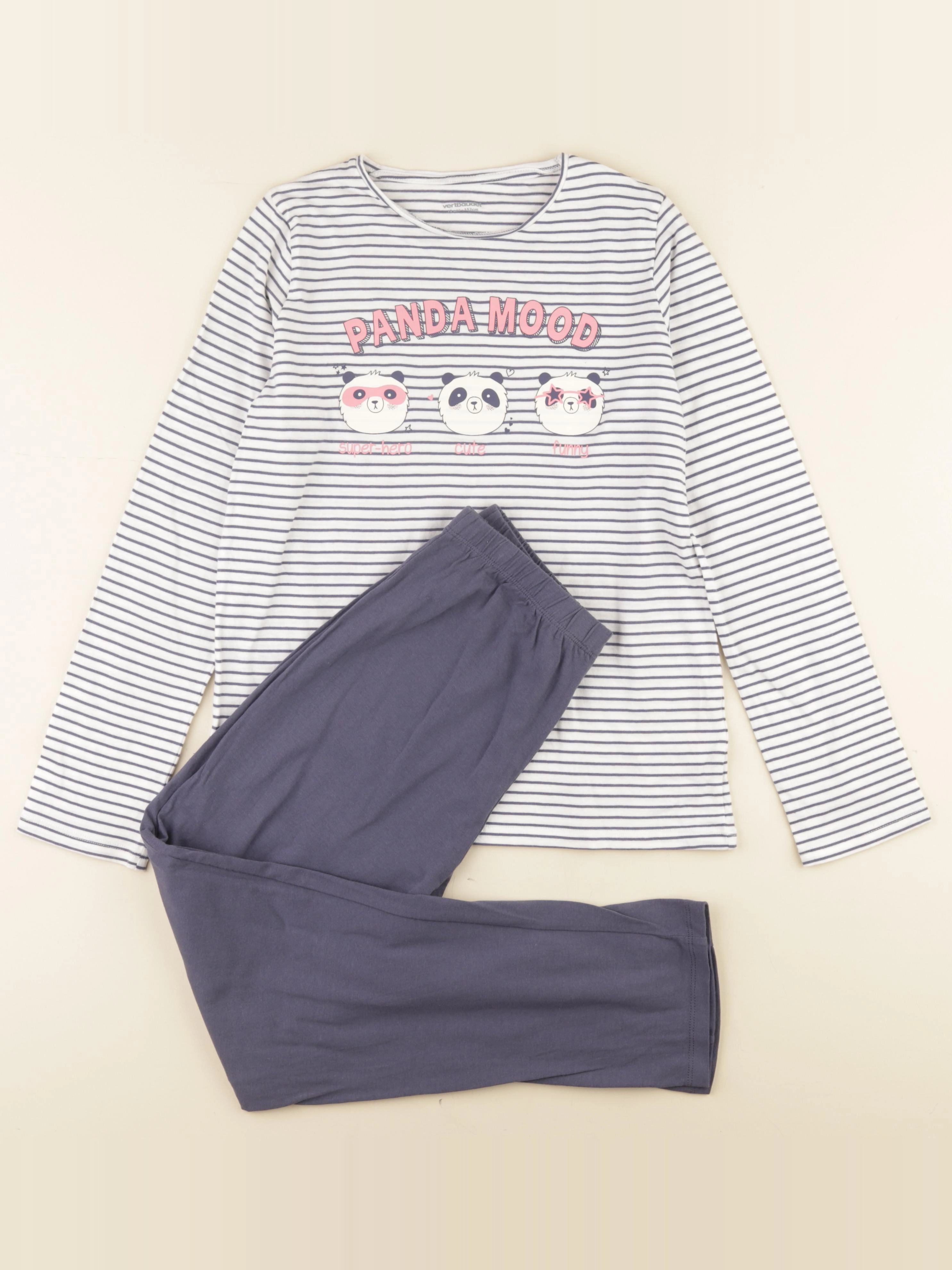 Vertbaudet - pyjama coton bleu, blanc - 12 ans