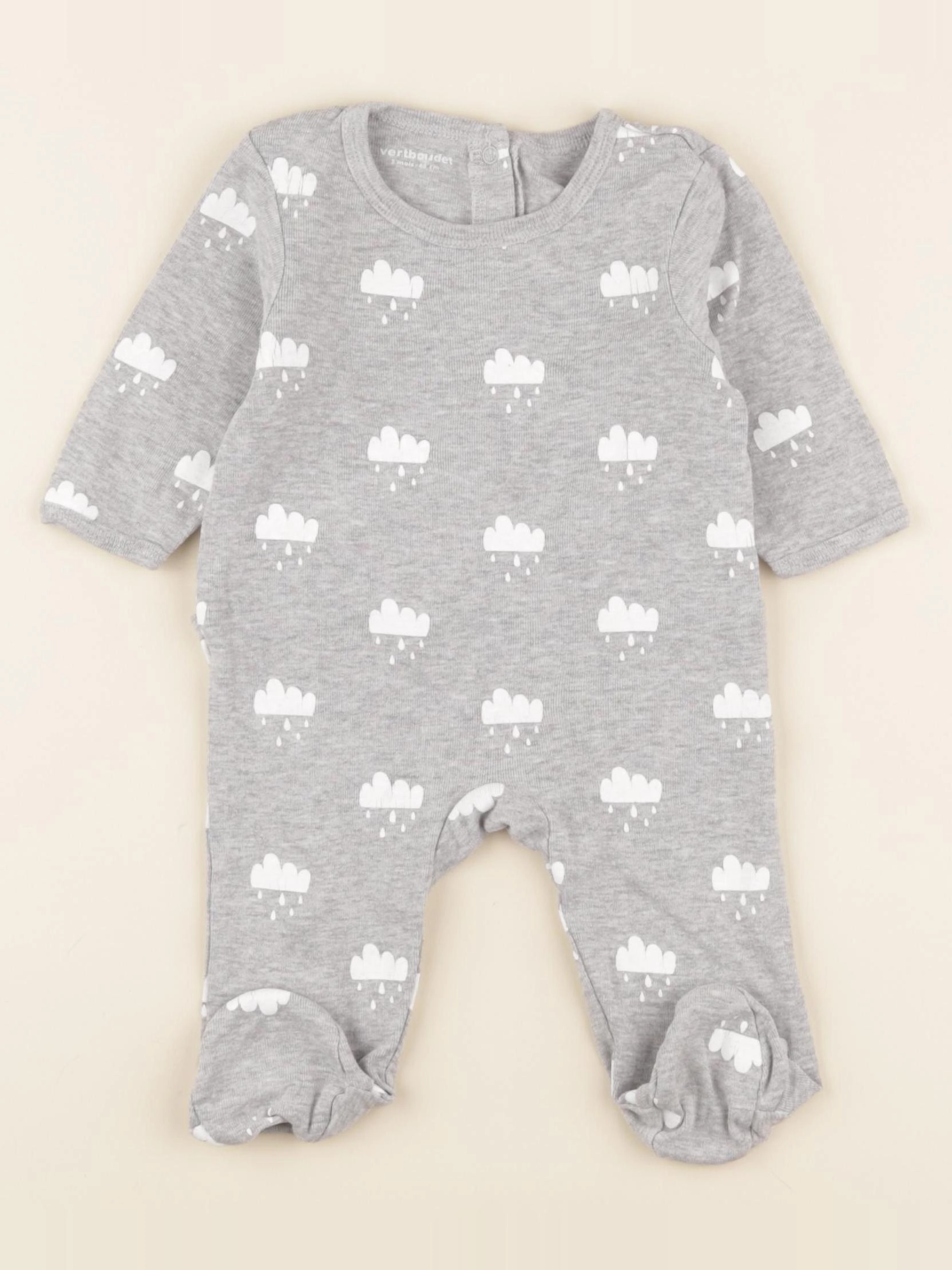 Vertbaudet - pyjama coton gris - 3 mois