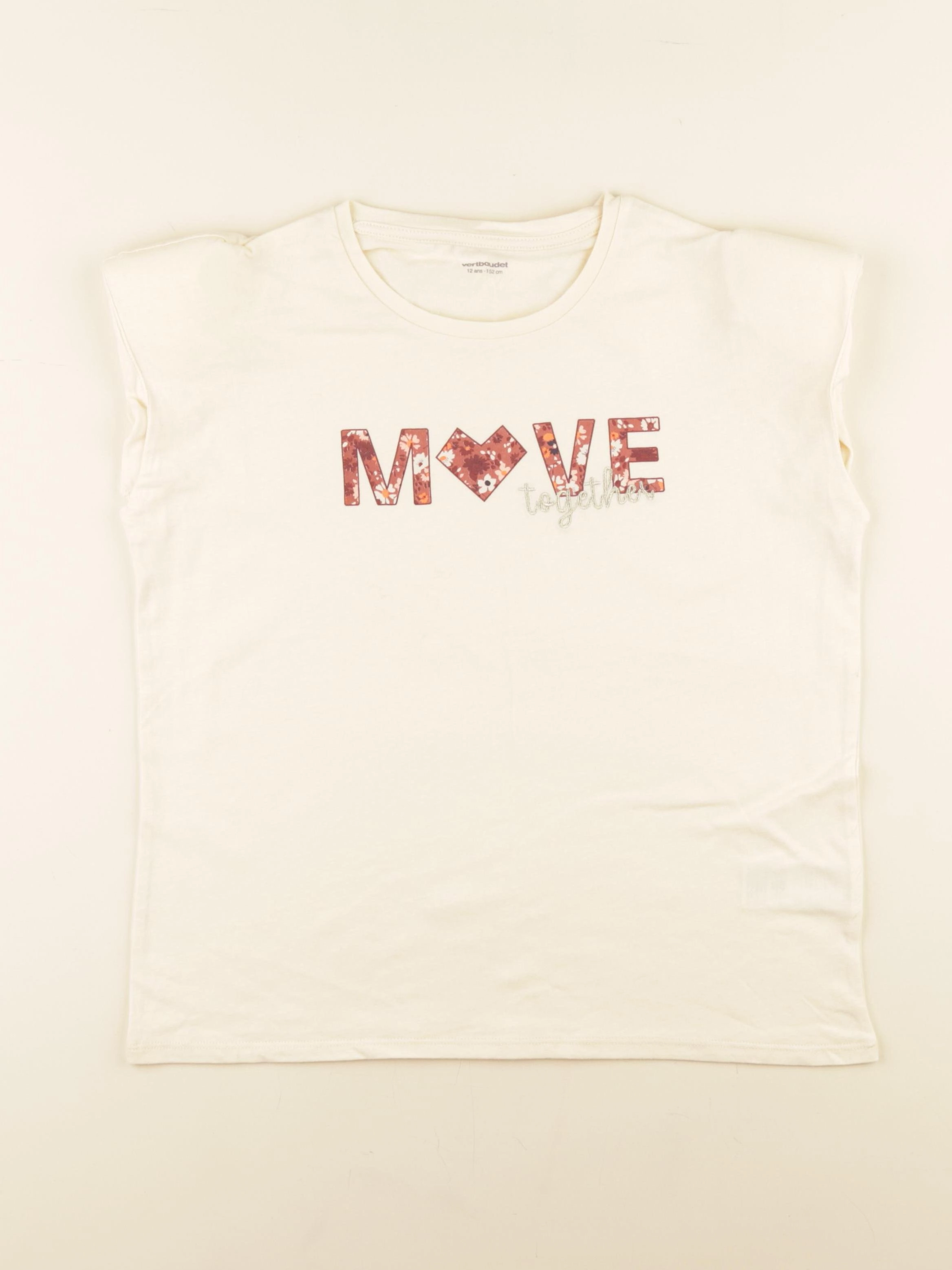 Vertbaudet - tee-shirt beige - 12 ans