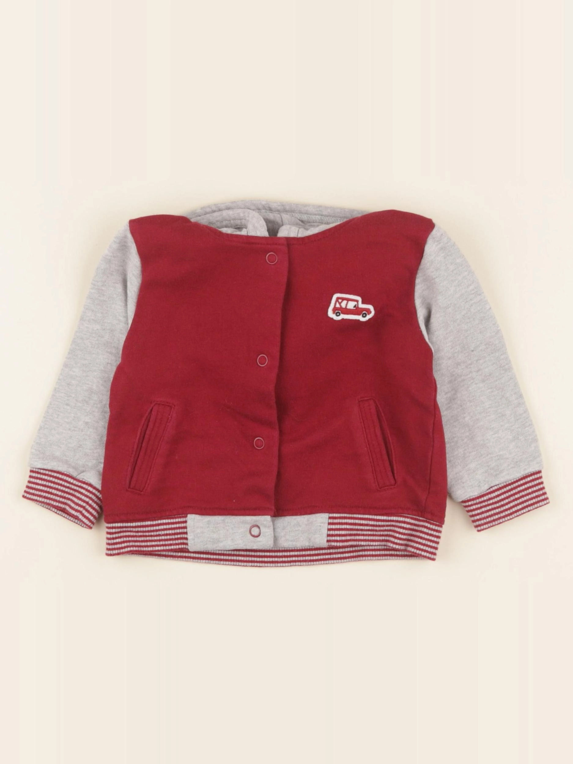 Boutchou - sweat gris, rouge - 12 mois