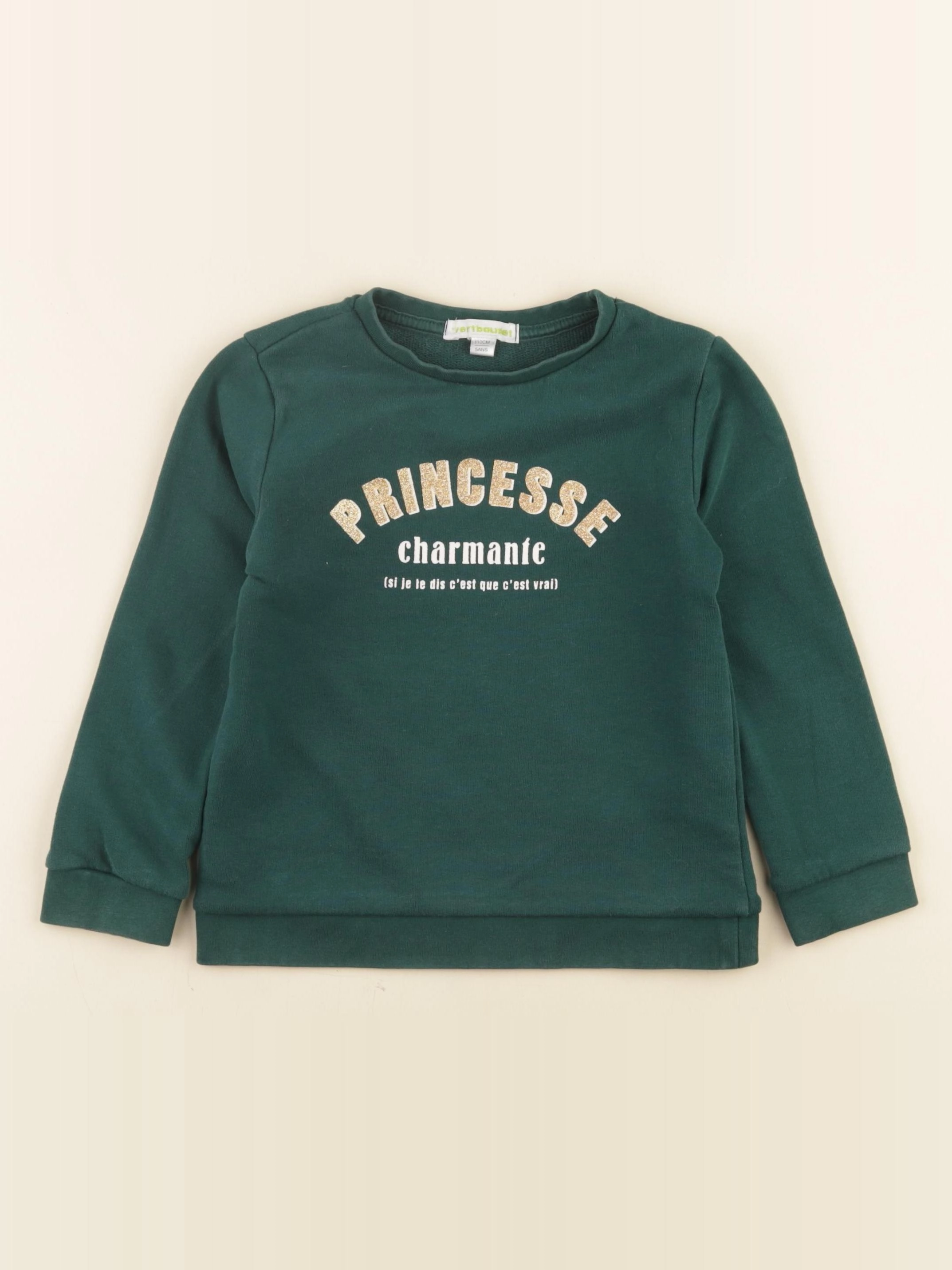 Vertbaudet - sweat vert, or - 5 ans