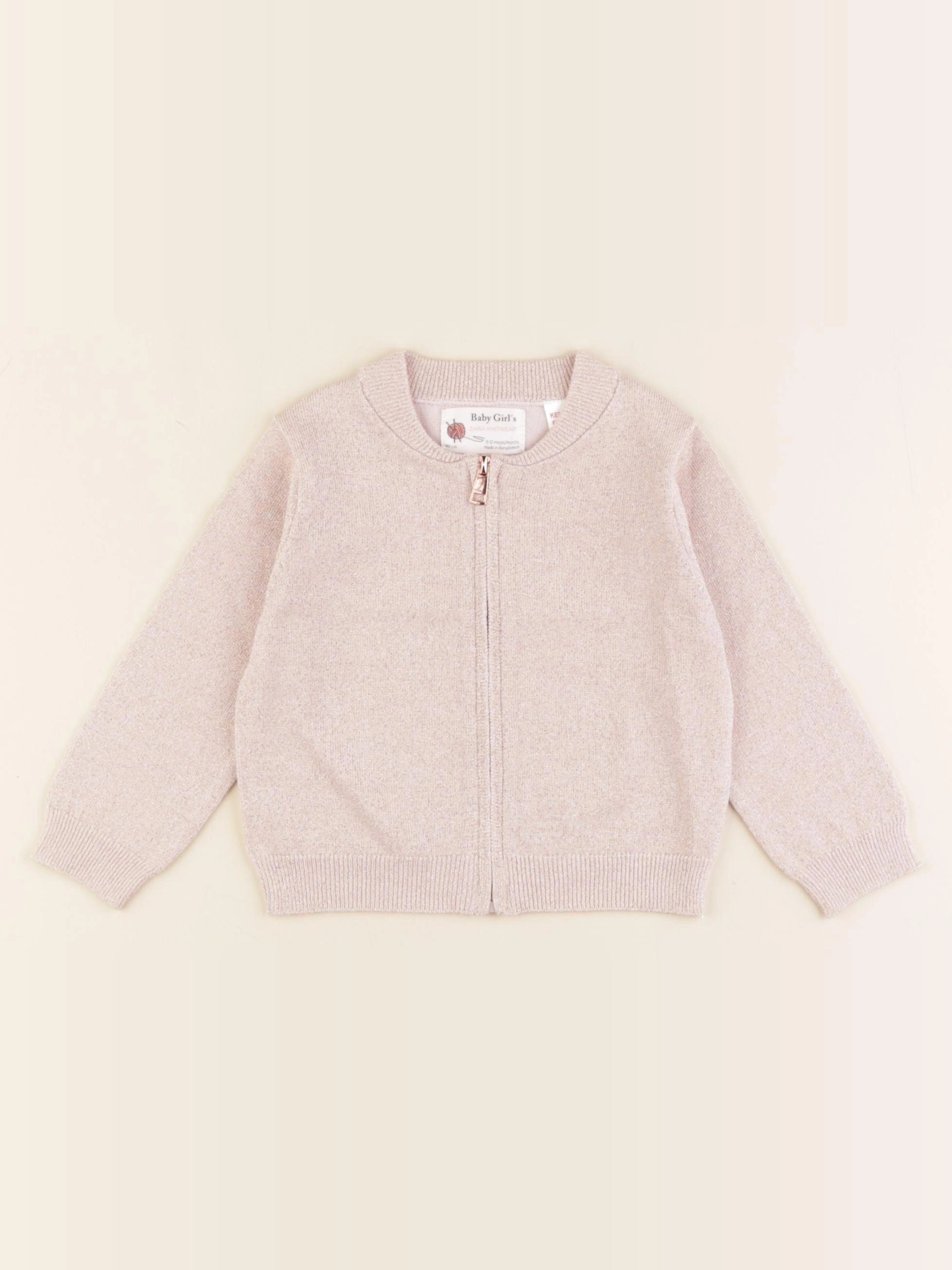 Zara - gilet rose - 9/12 mois