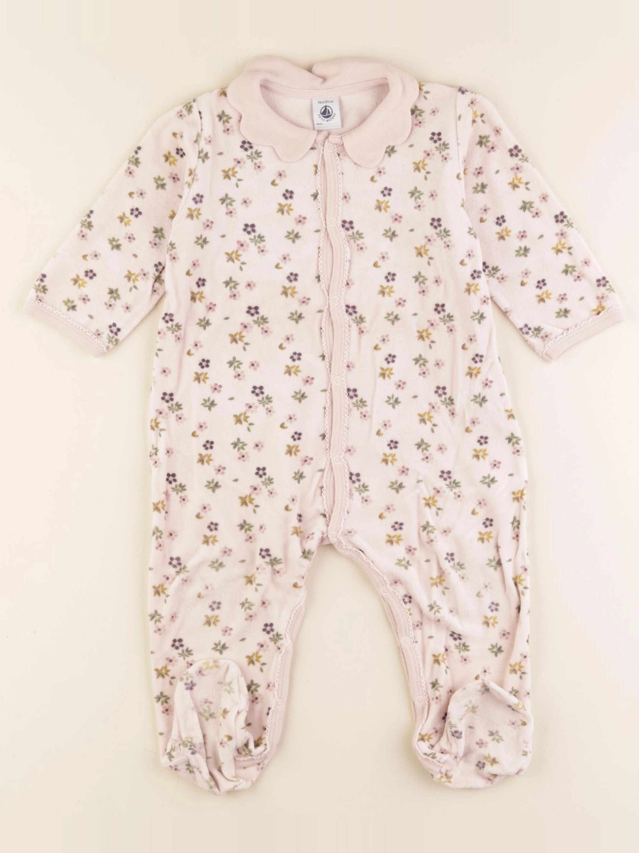 Petit Bateau - pyjama velours rose - 18 mois