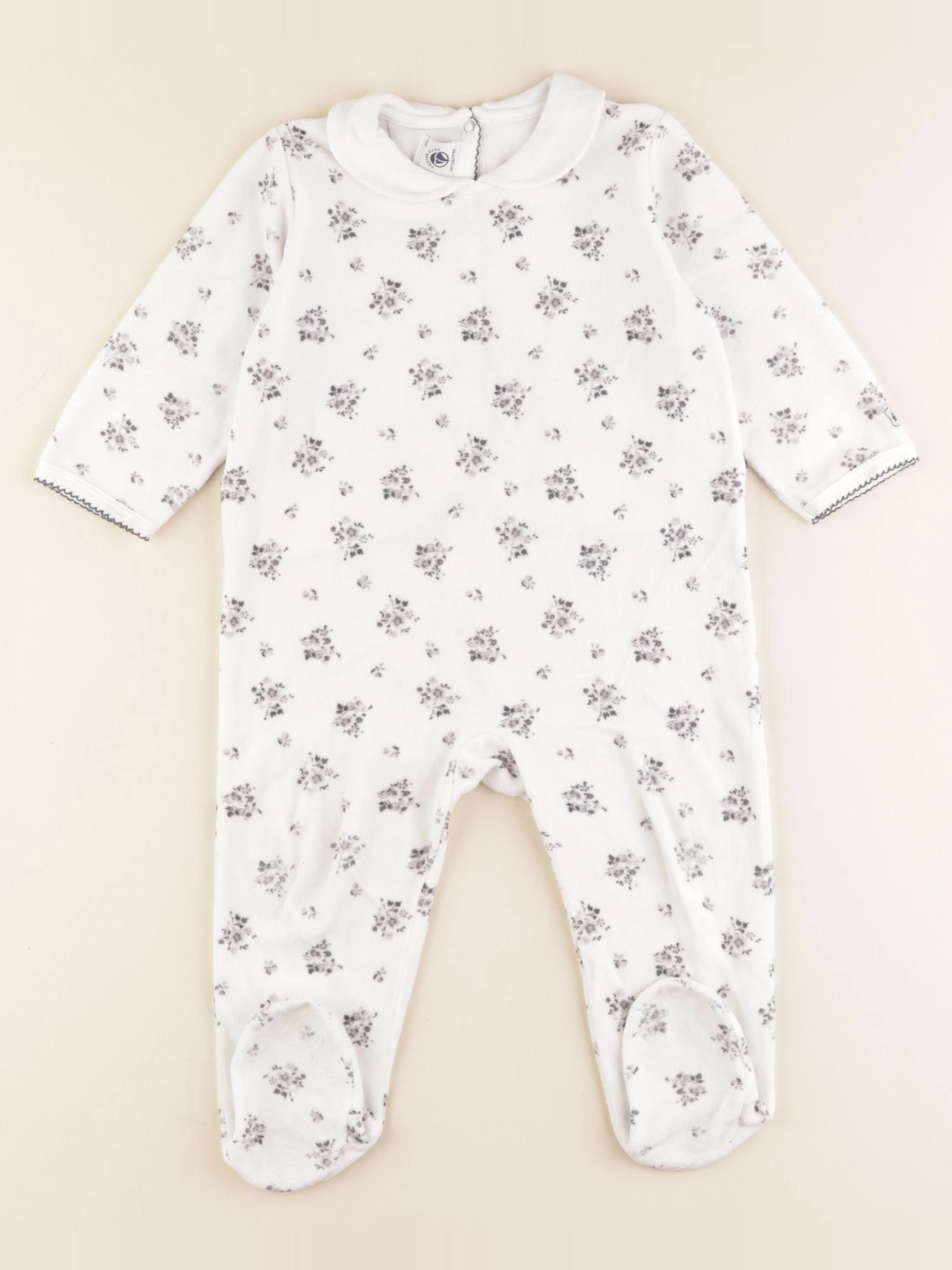Petit Bateau - pyjama velours blanc - 18 mois