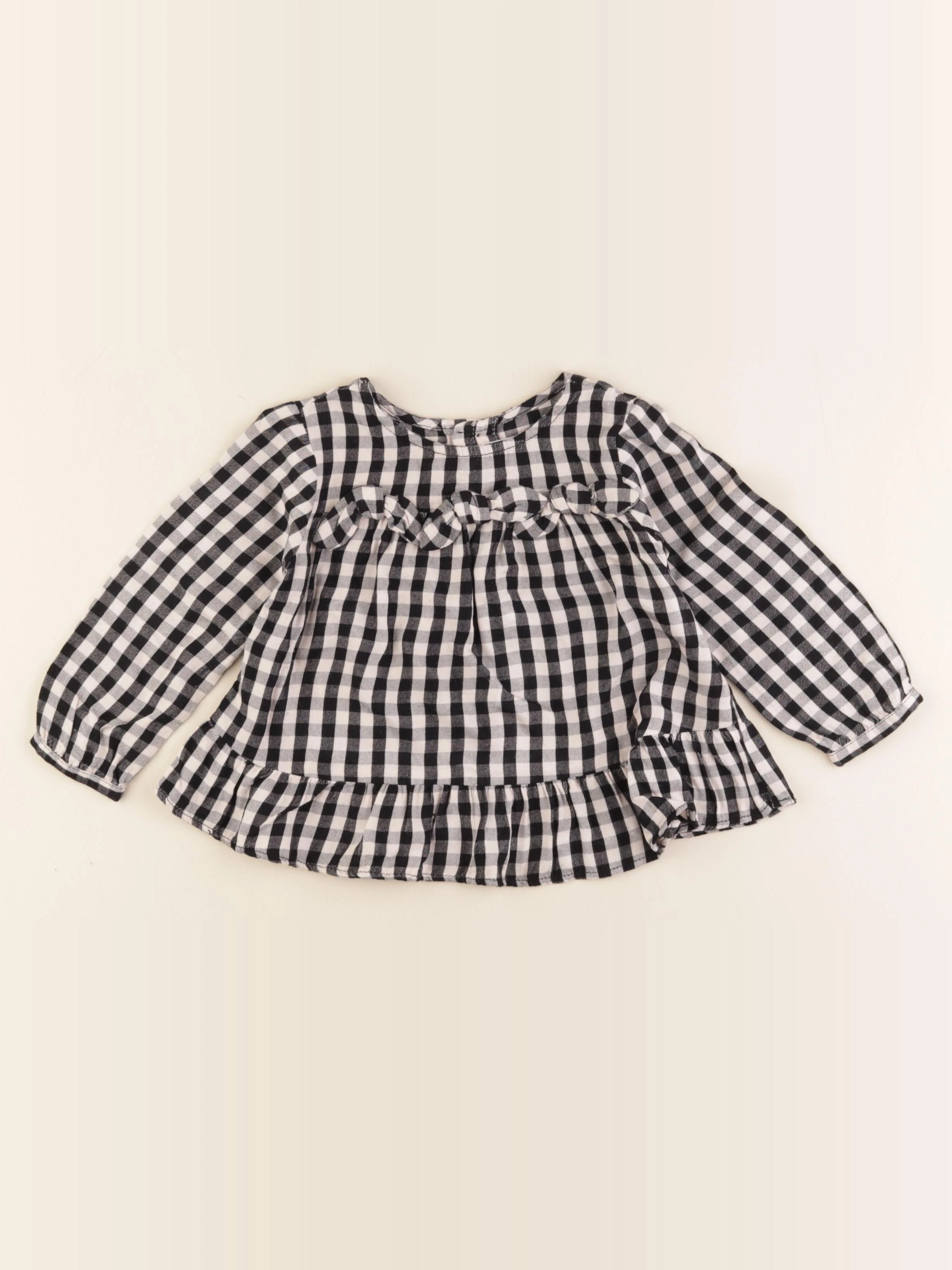 Zara - blouse beige, noir - 12/18 mois