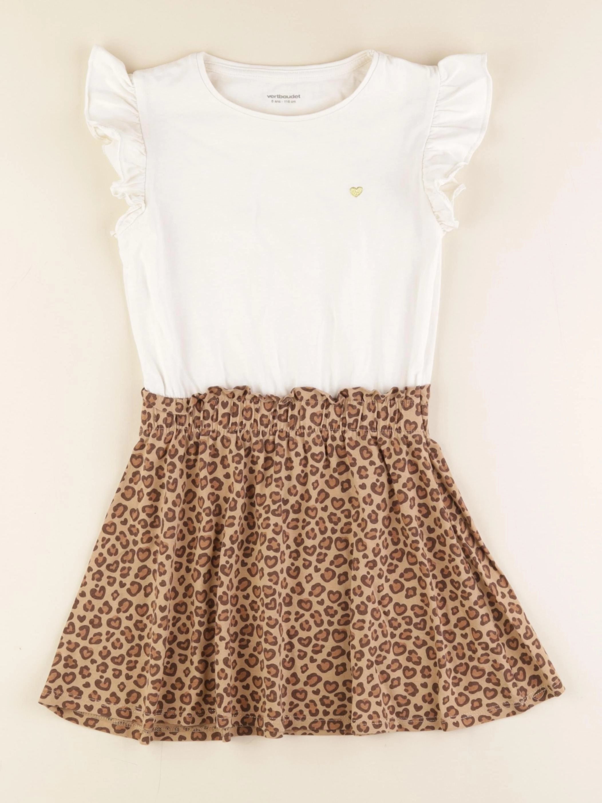 Vertbaudet - robe beige, marron - 6 ans