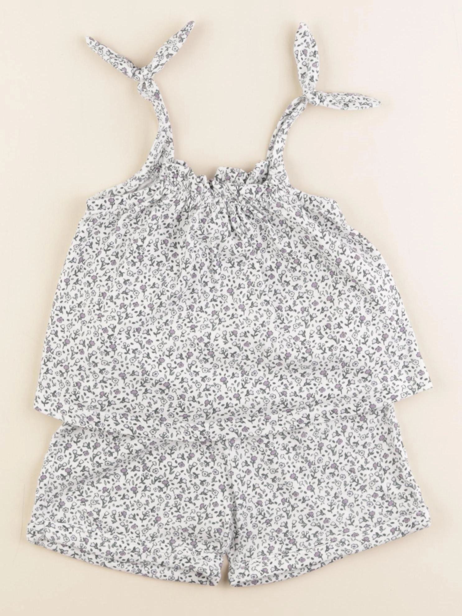 Vertbaudet - ensemble blanc, violet - 2 ans