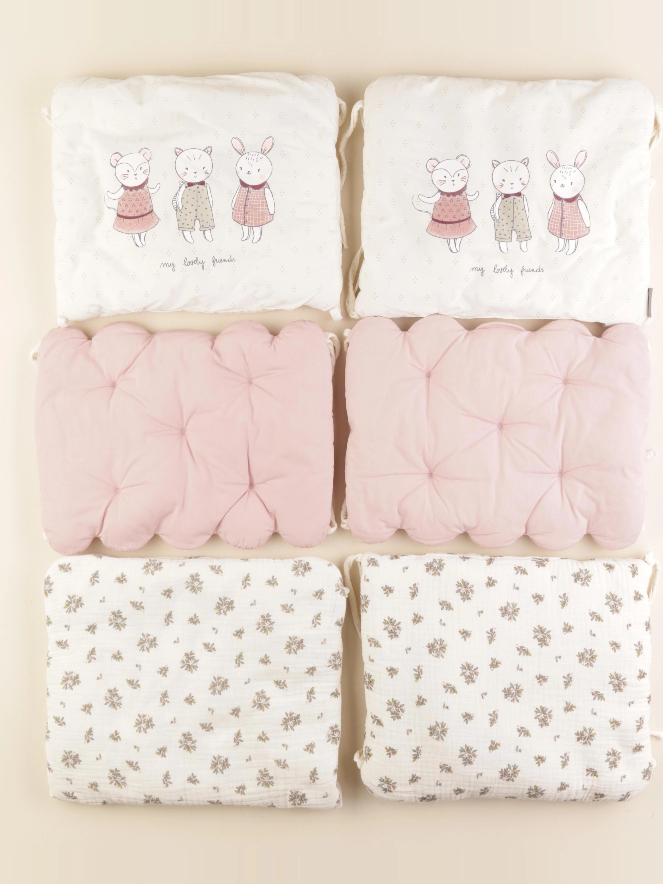 Vertbaudet - tour de lit beige, rose - 26cm x 185cm