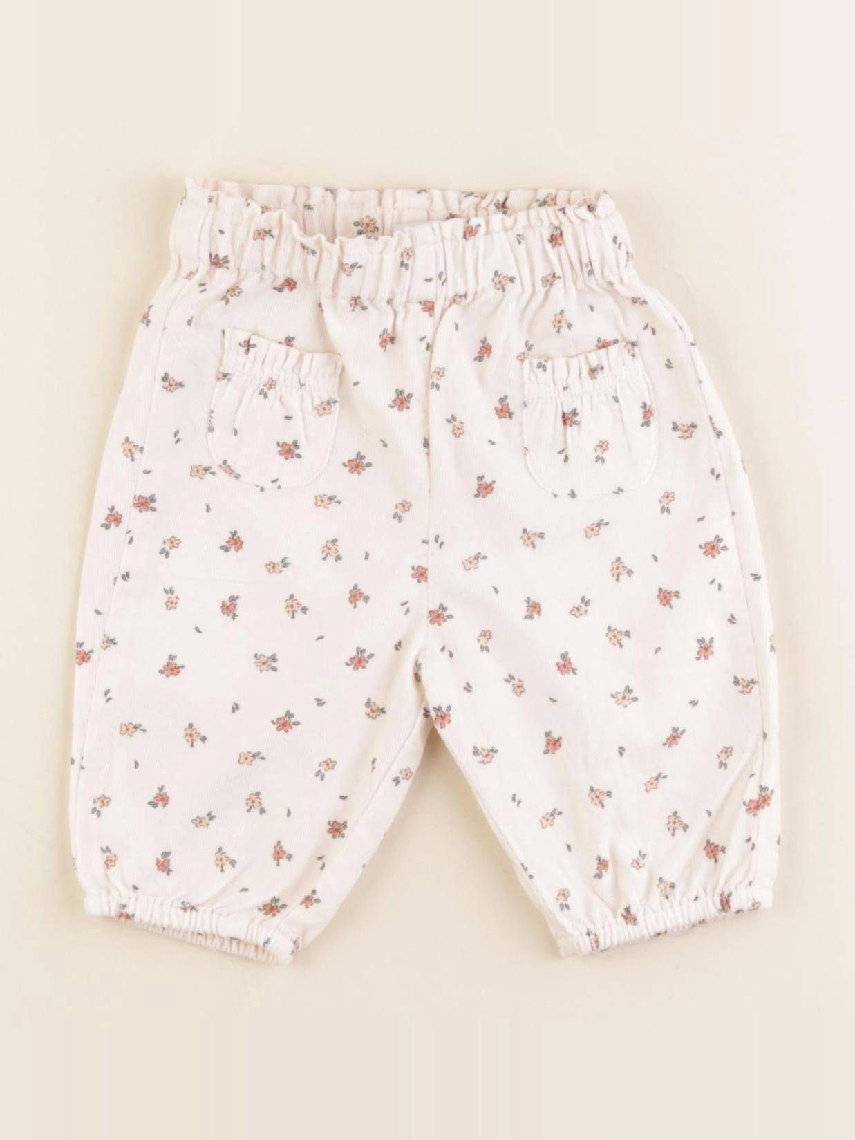Vertbaudet - pantalon blanc, rose - 1 mois