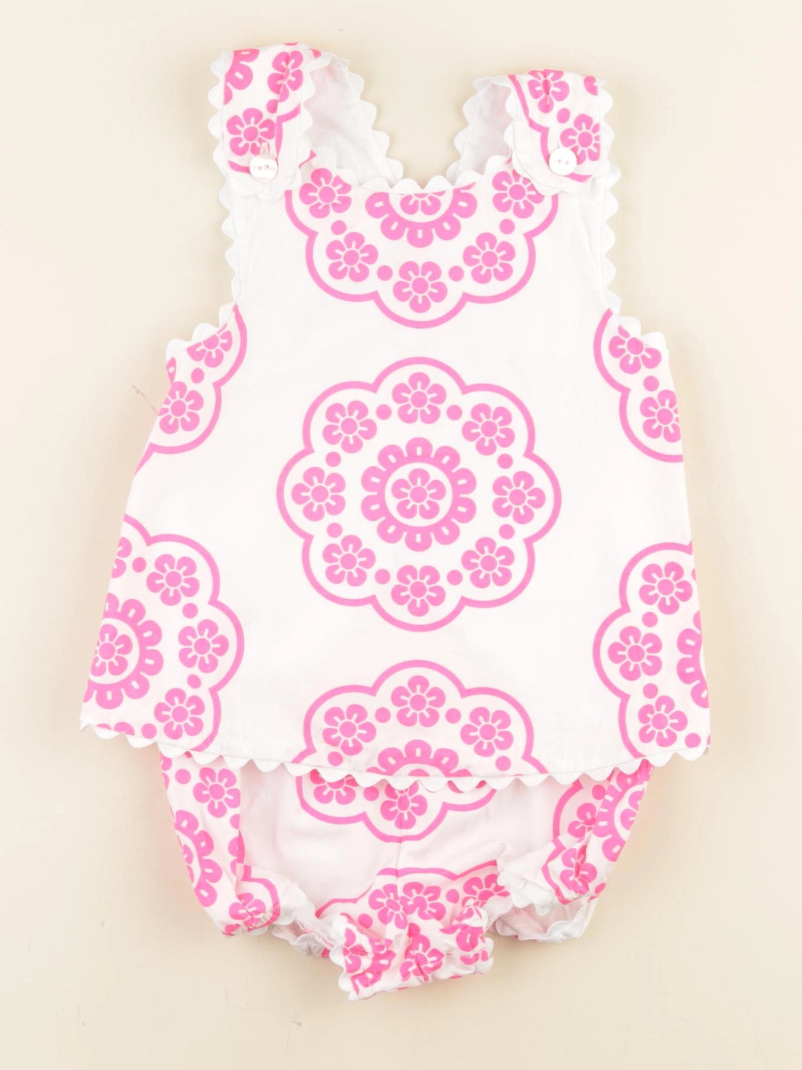 Jacadi - ensemble blanc, rose - 36 mois