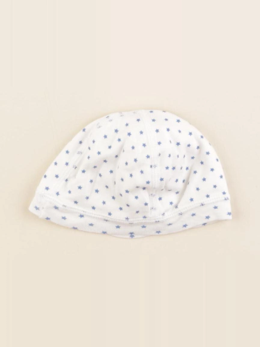 Petit Bateau - bonnet de naissance blanc, bleu - 1/3 mois