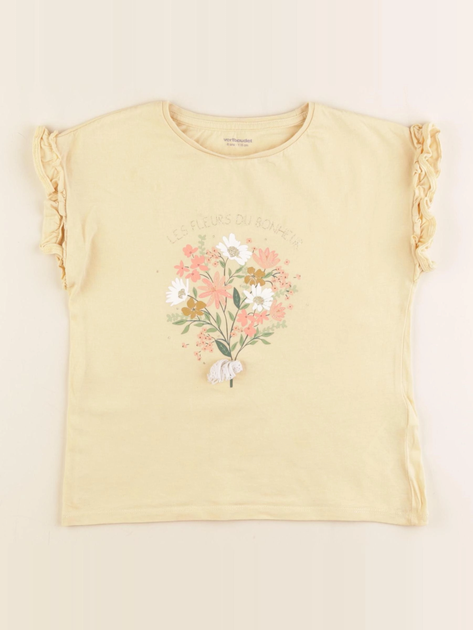 Vertbaudet - tee-shirt or, jaune - 6 ans