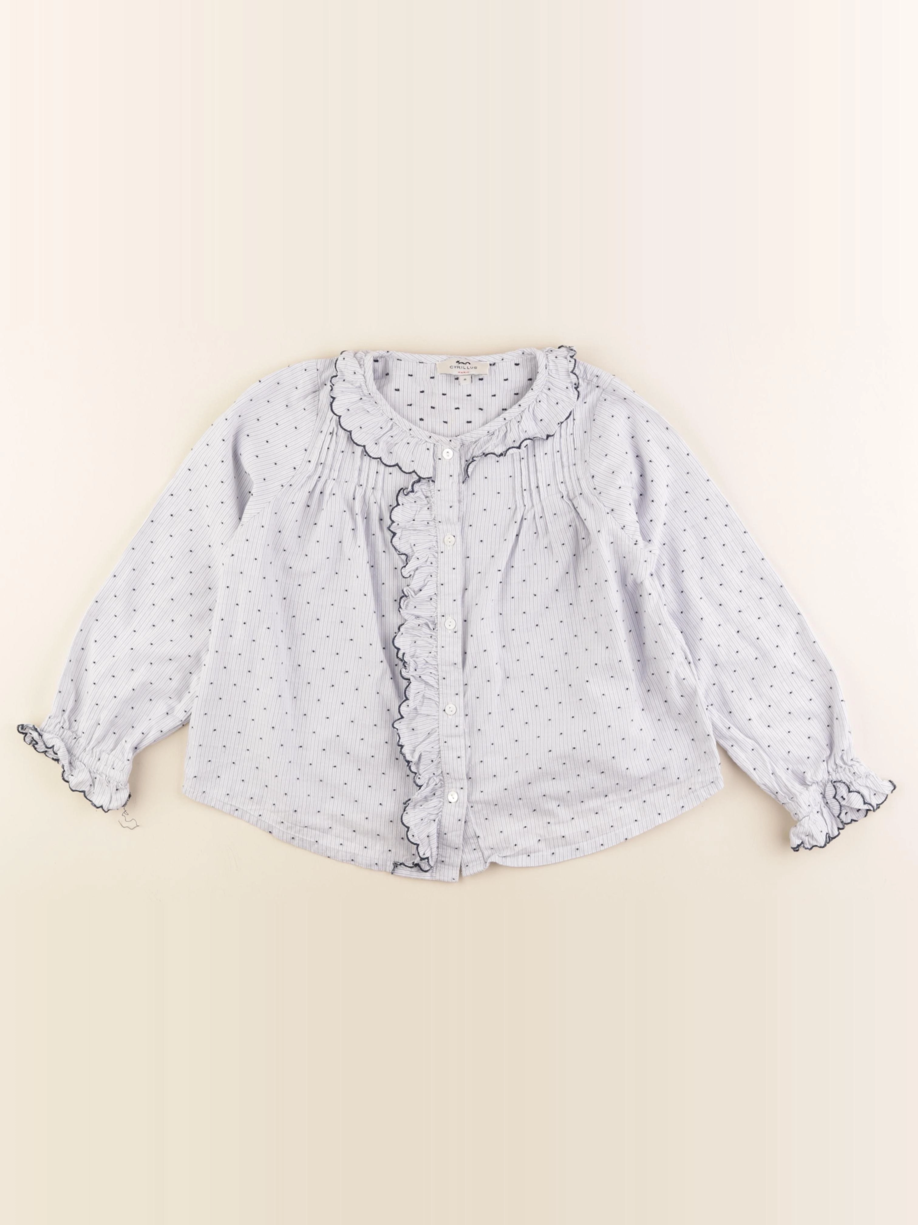 Cyrillus - blouse blanc, bleu - 8 ans