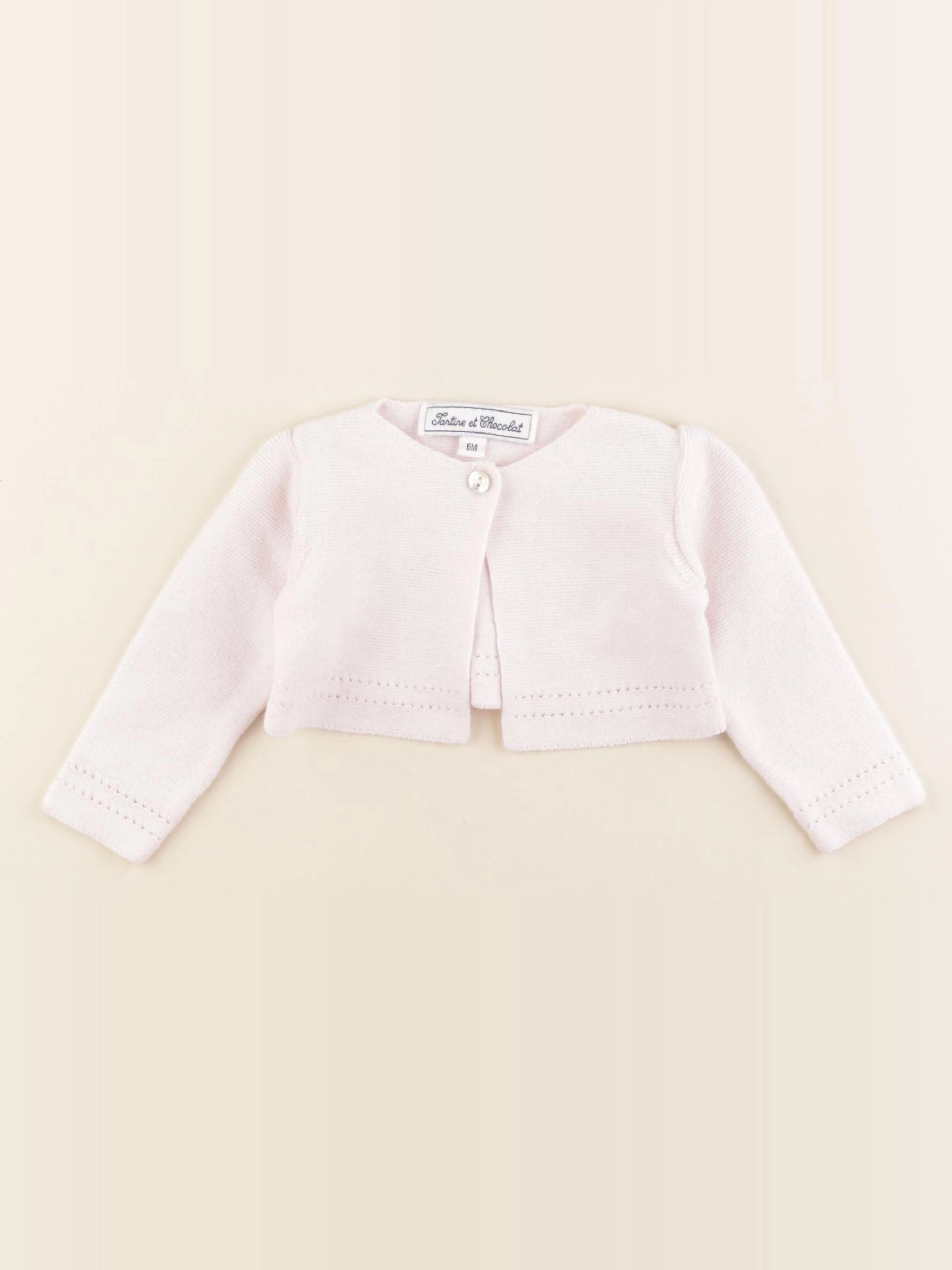 Tartine & Chocolat - gilet rose - 6 mois