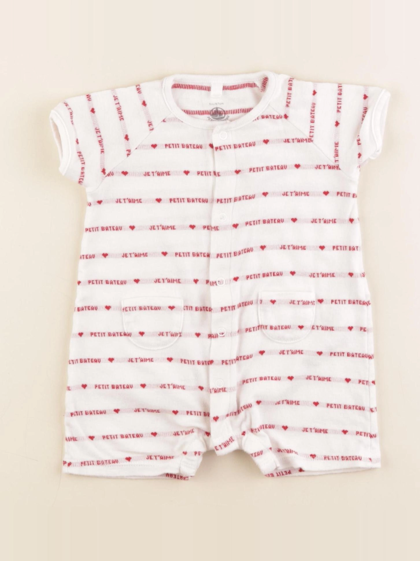 Petit Bateau - pyjama coton blanc, rouge - 6 mois