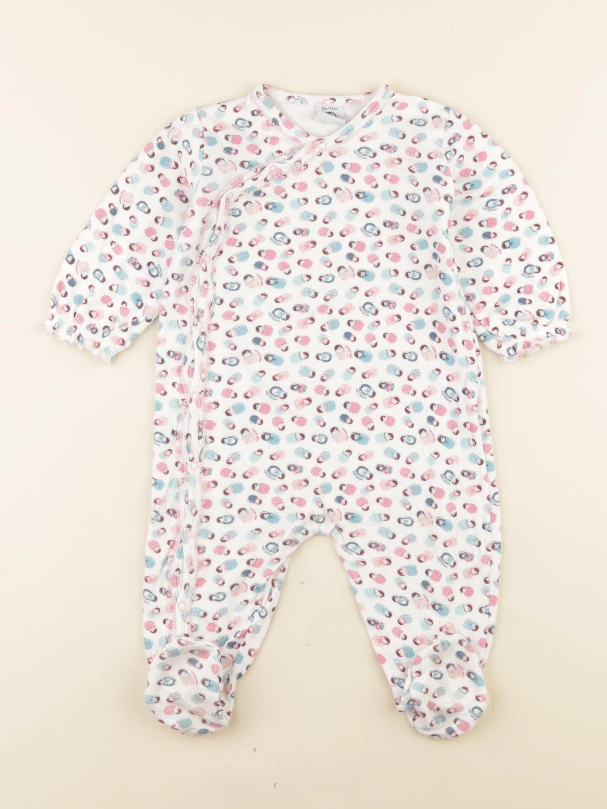 Petit Bateau - pyjama coton blanc - 12 mois