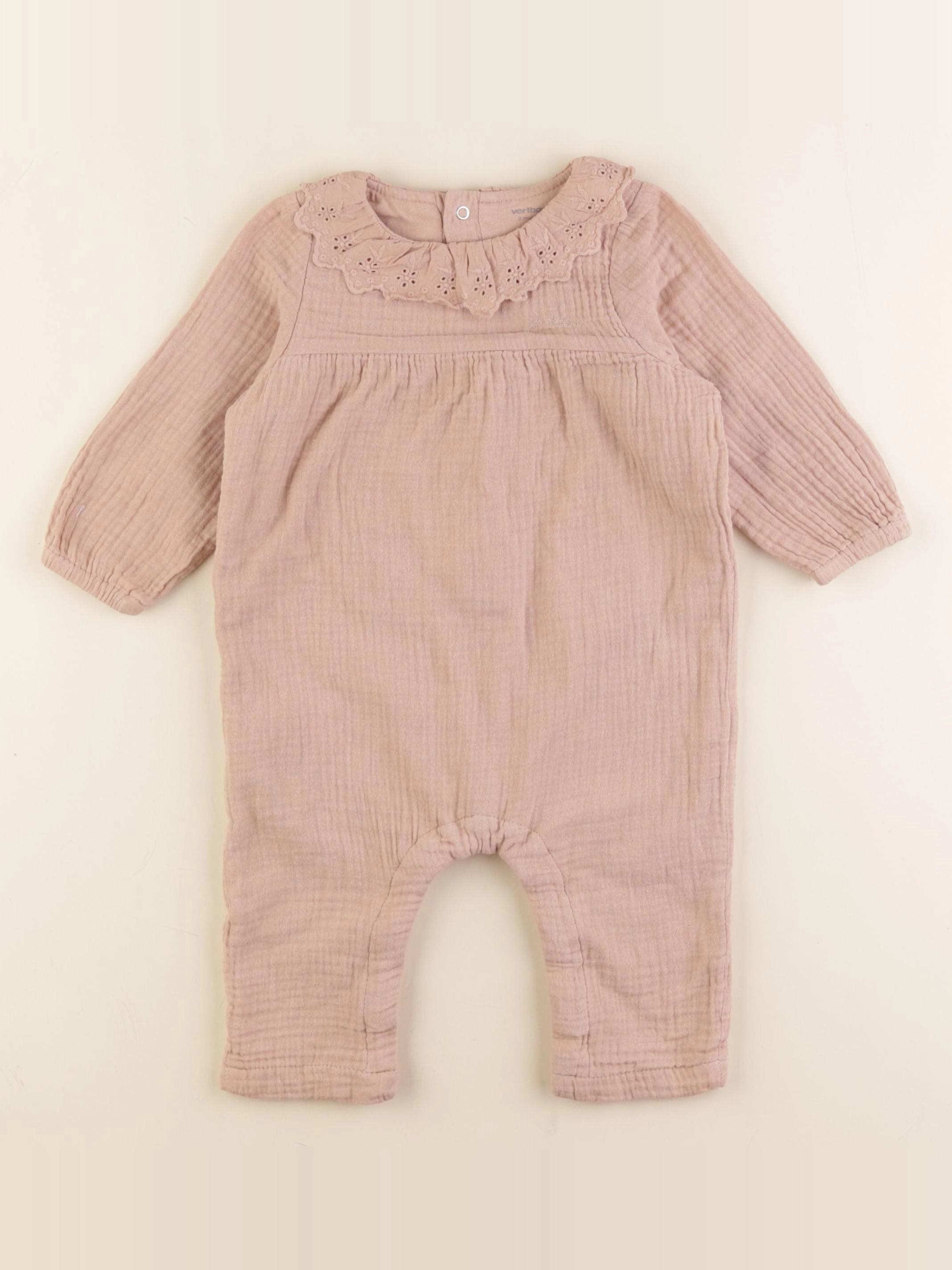 Vertbaudet - combinaison rose - 9 mois
