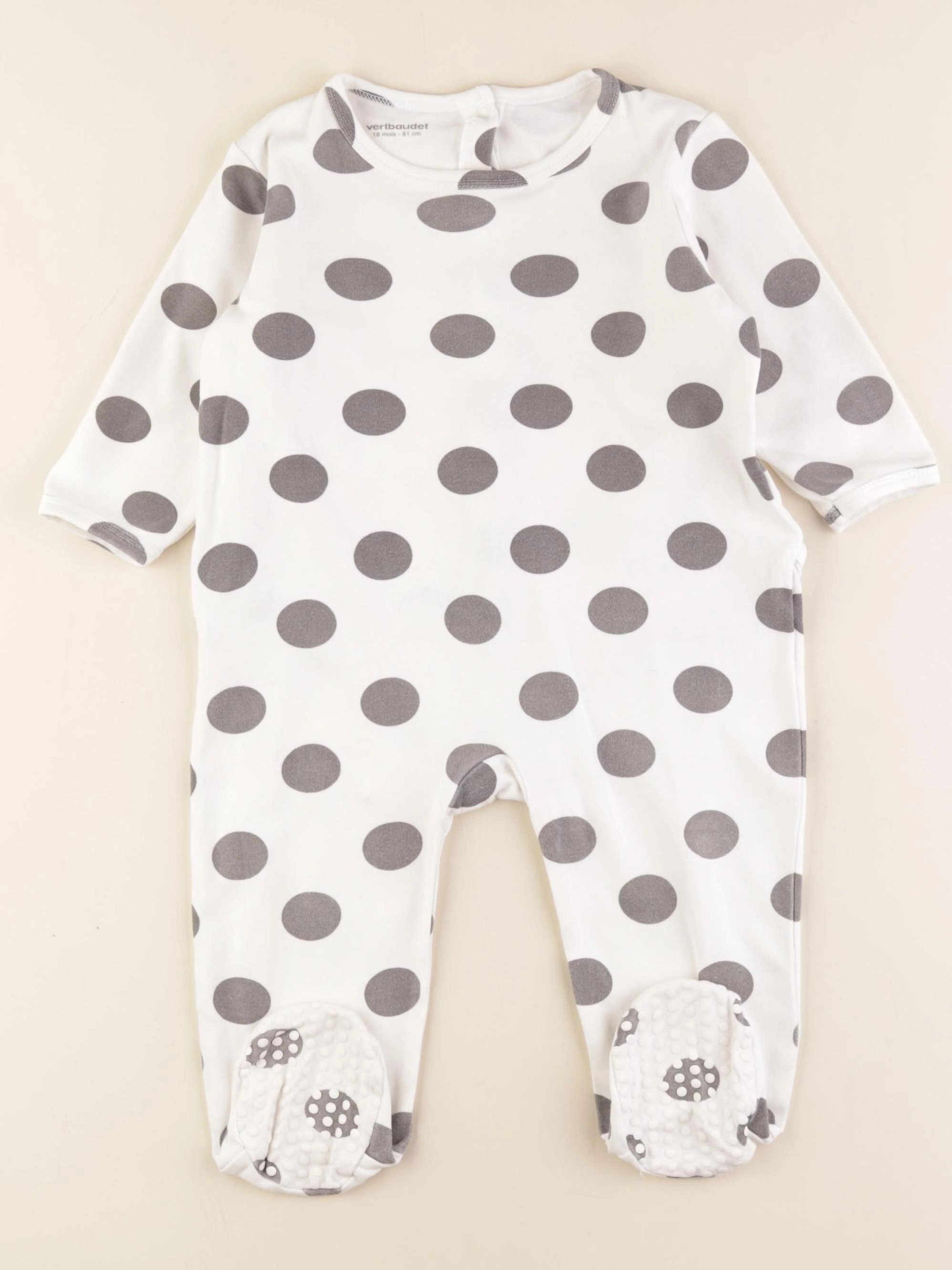 Vertbaudet - pyjama coton blanc, gris - 18 mois