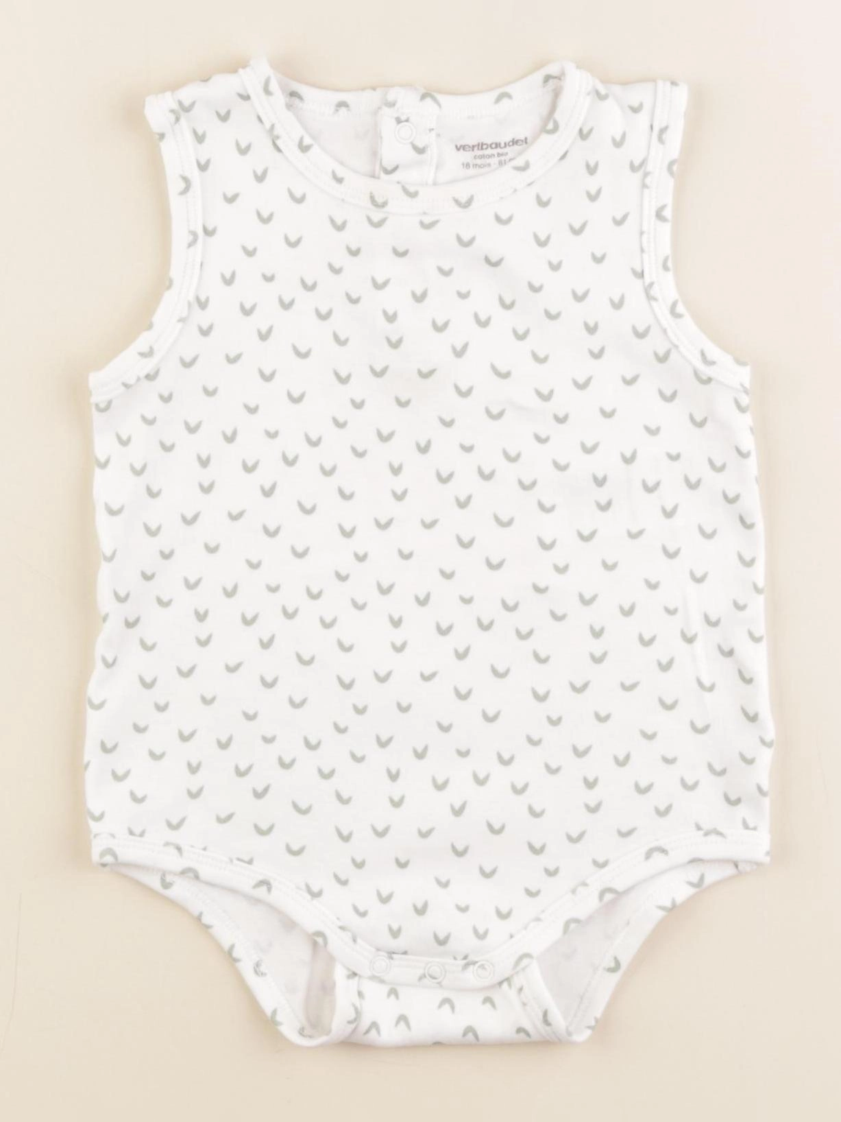 Vertbaudet - body blanc, vert - 18 mois