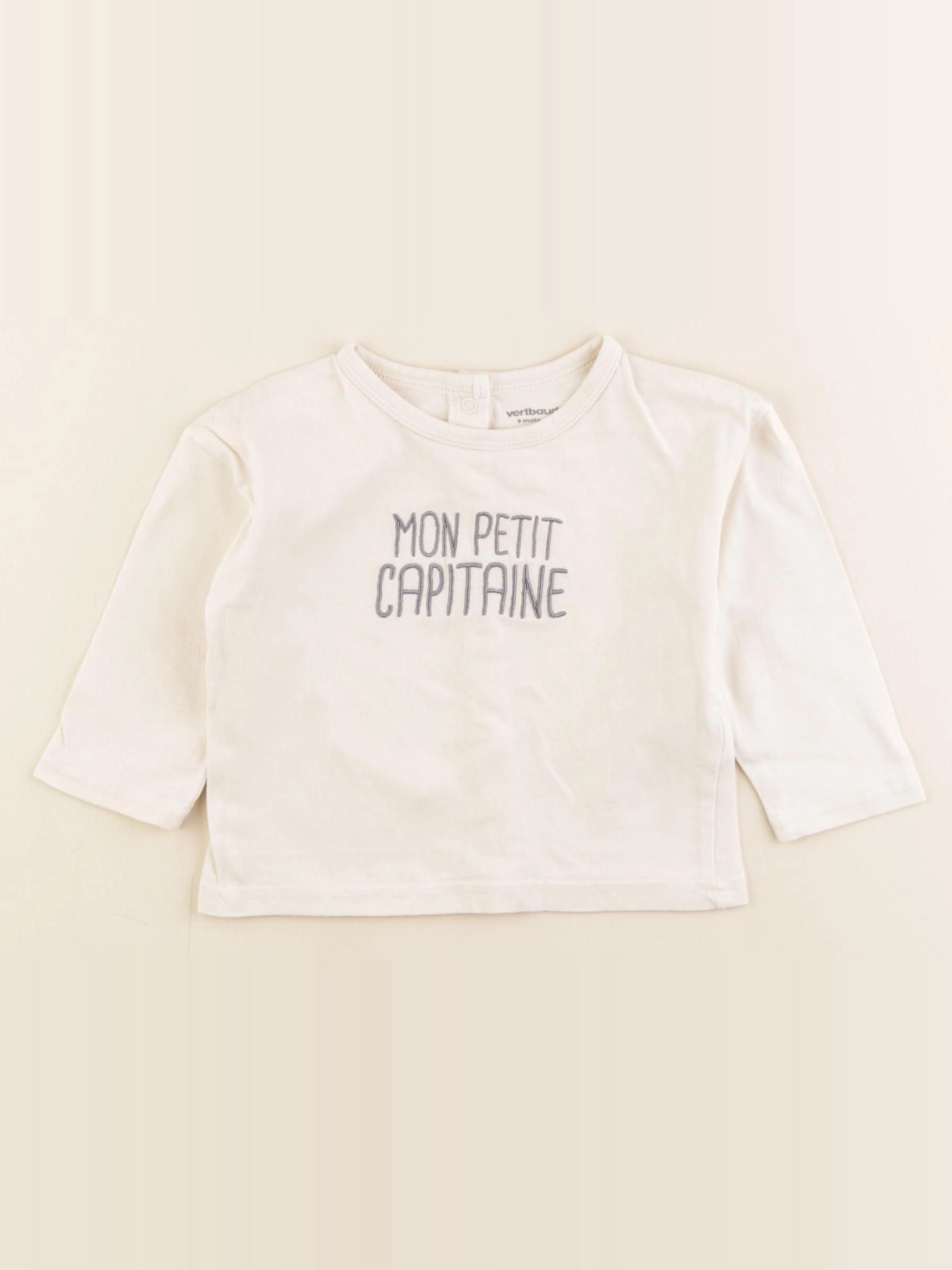 Vertbaudet - tee-shirt beige - 9 mois