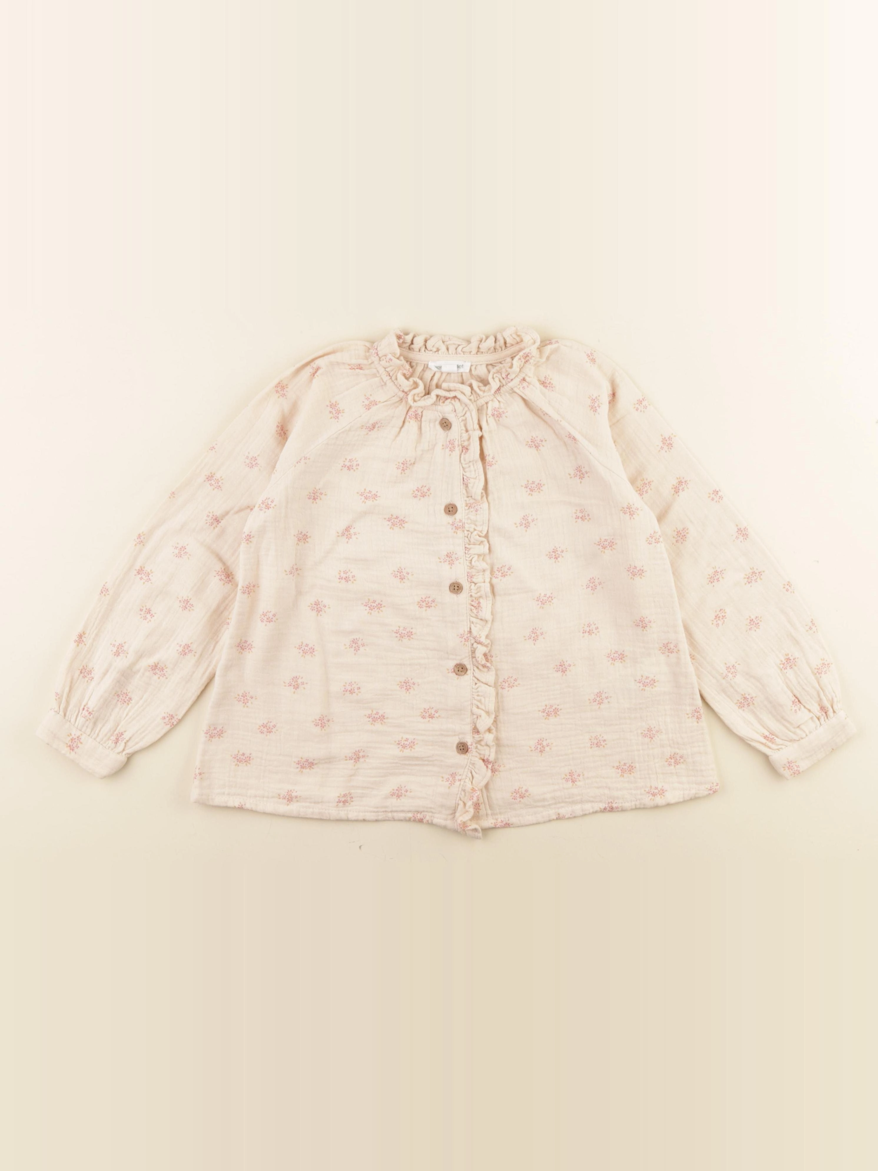Vertbaudet - blouse beige, rose - 5 ans