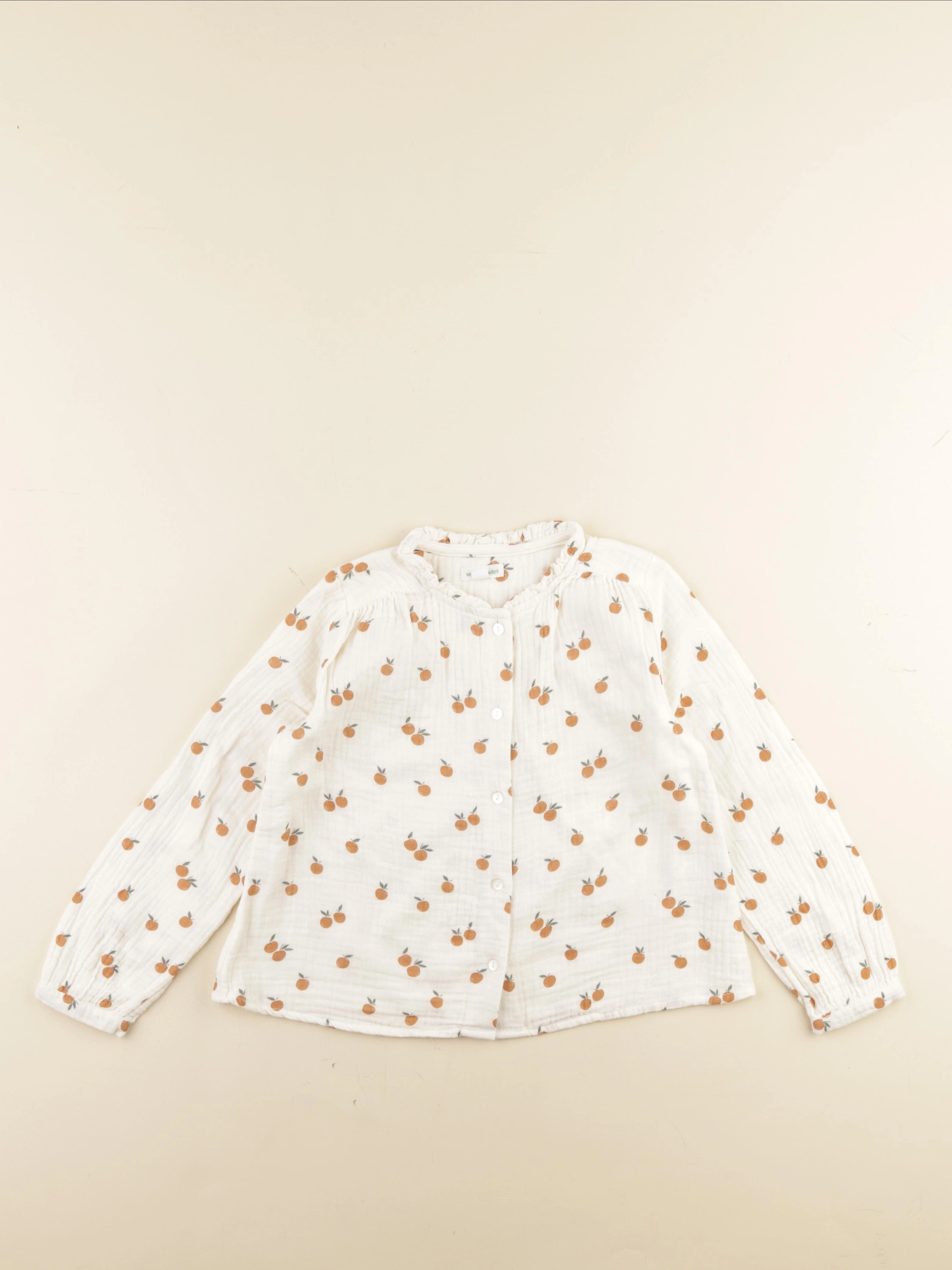 Vertbaudet - blouse blanc, marron - 6 ans