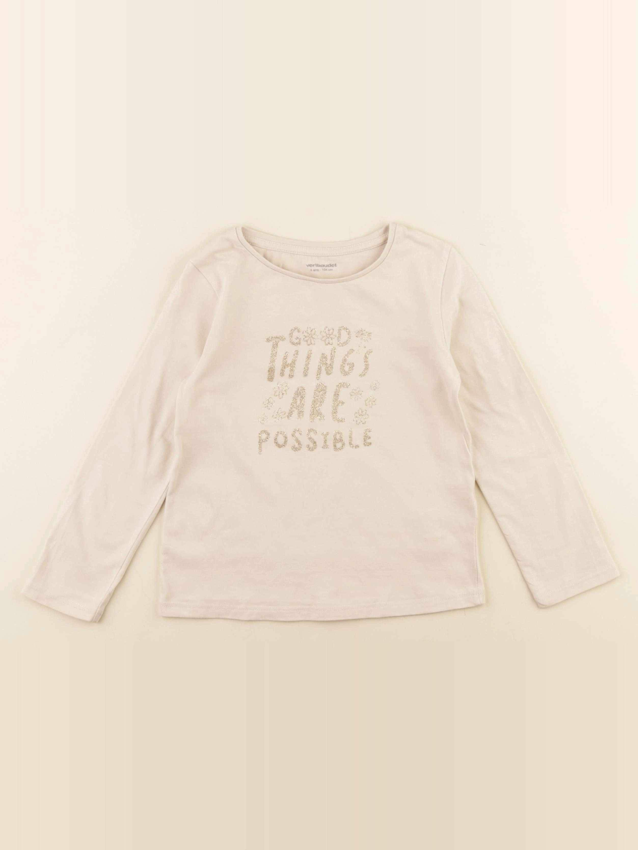 Vertbaudet - tee-shirt beige - 4 ans