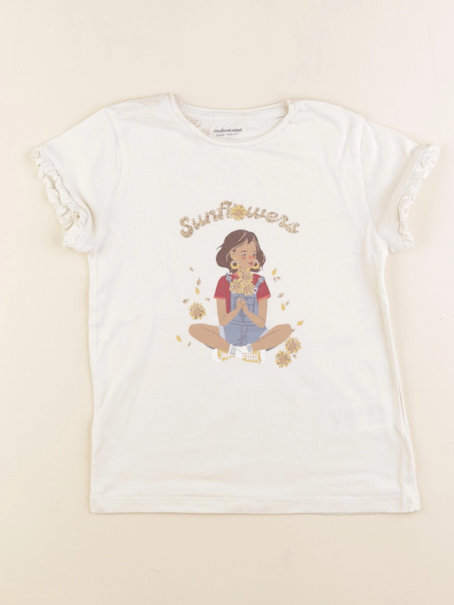 Vertbaudet - tee-shirt blanc - 8 ans