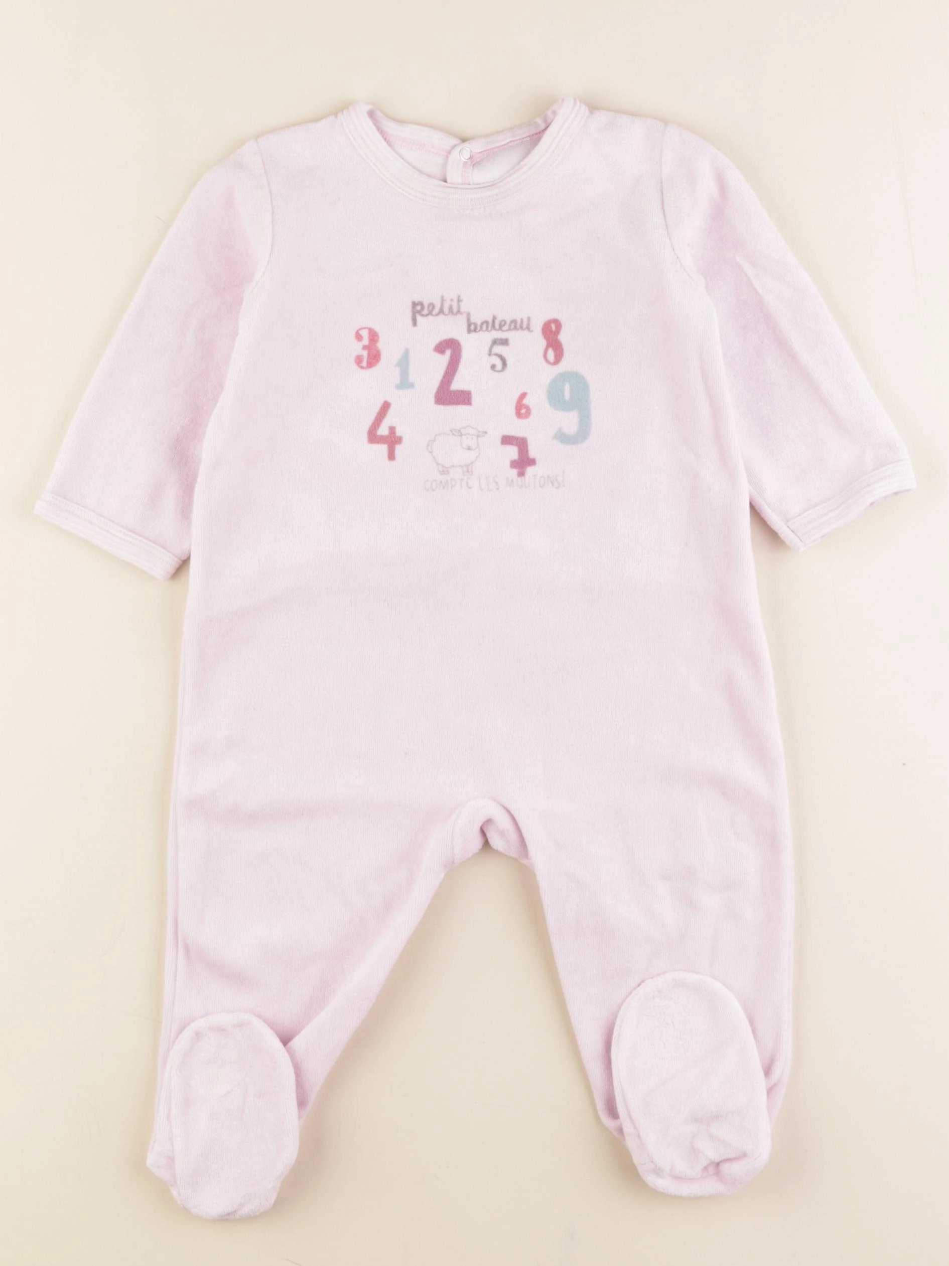 Petit Bateau - pyjama velours rose - 12 mois
