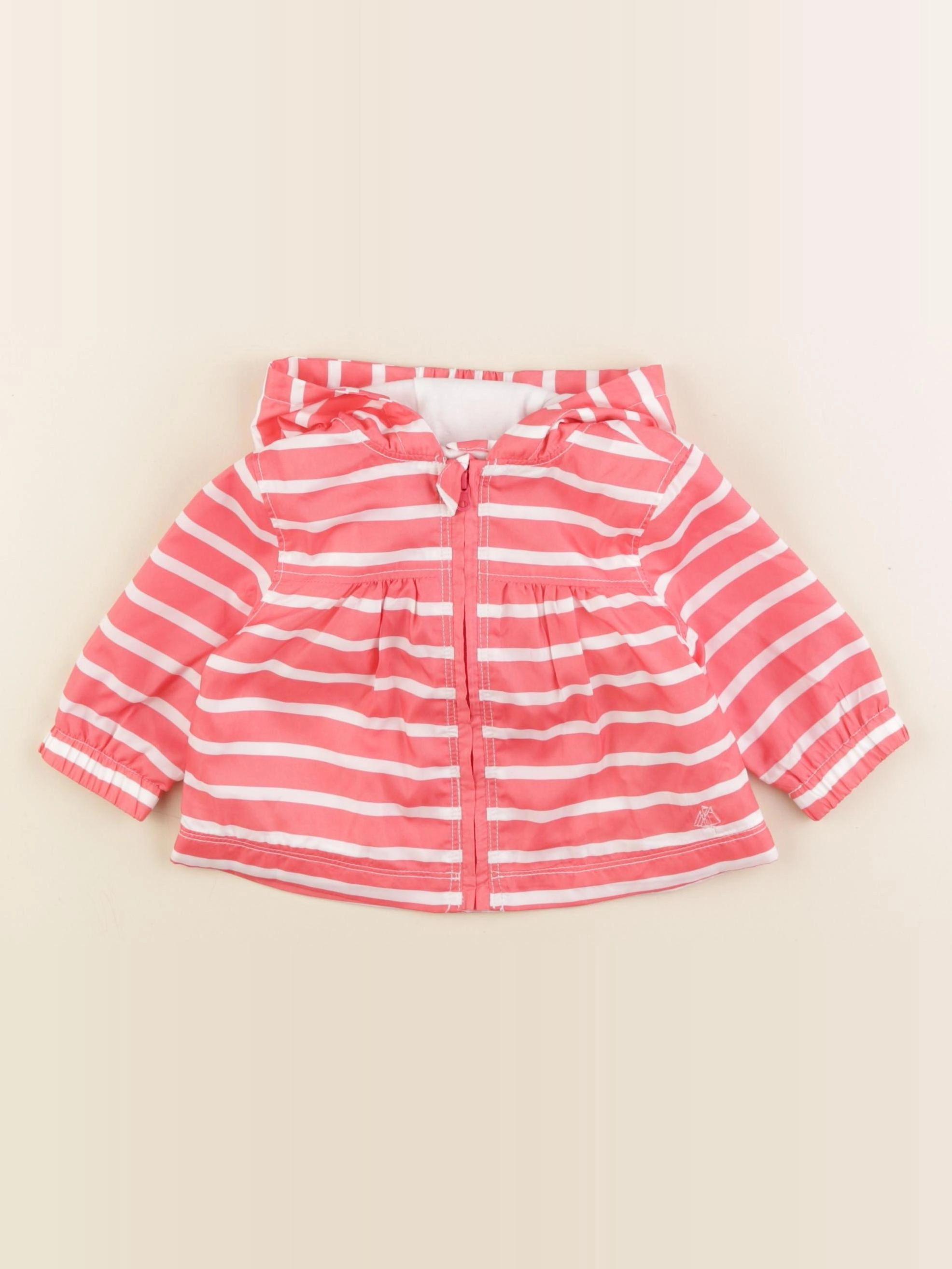 Petit Bateau - coupe-vent rose, blanc - 3 mois