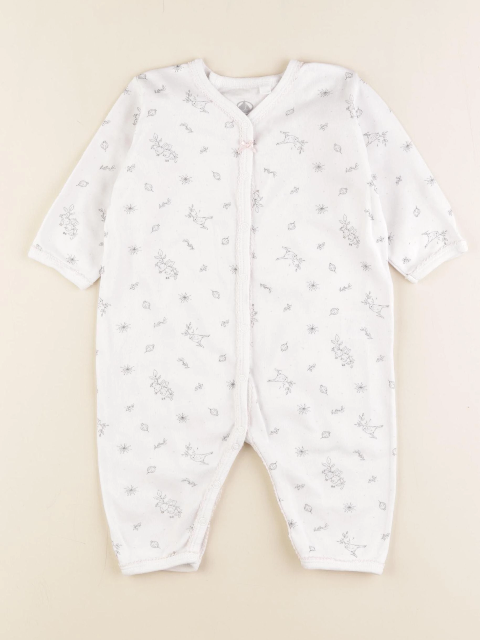 Petit Bateau - pyjama coton blanc - 6 mois