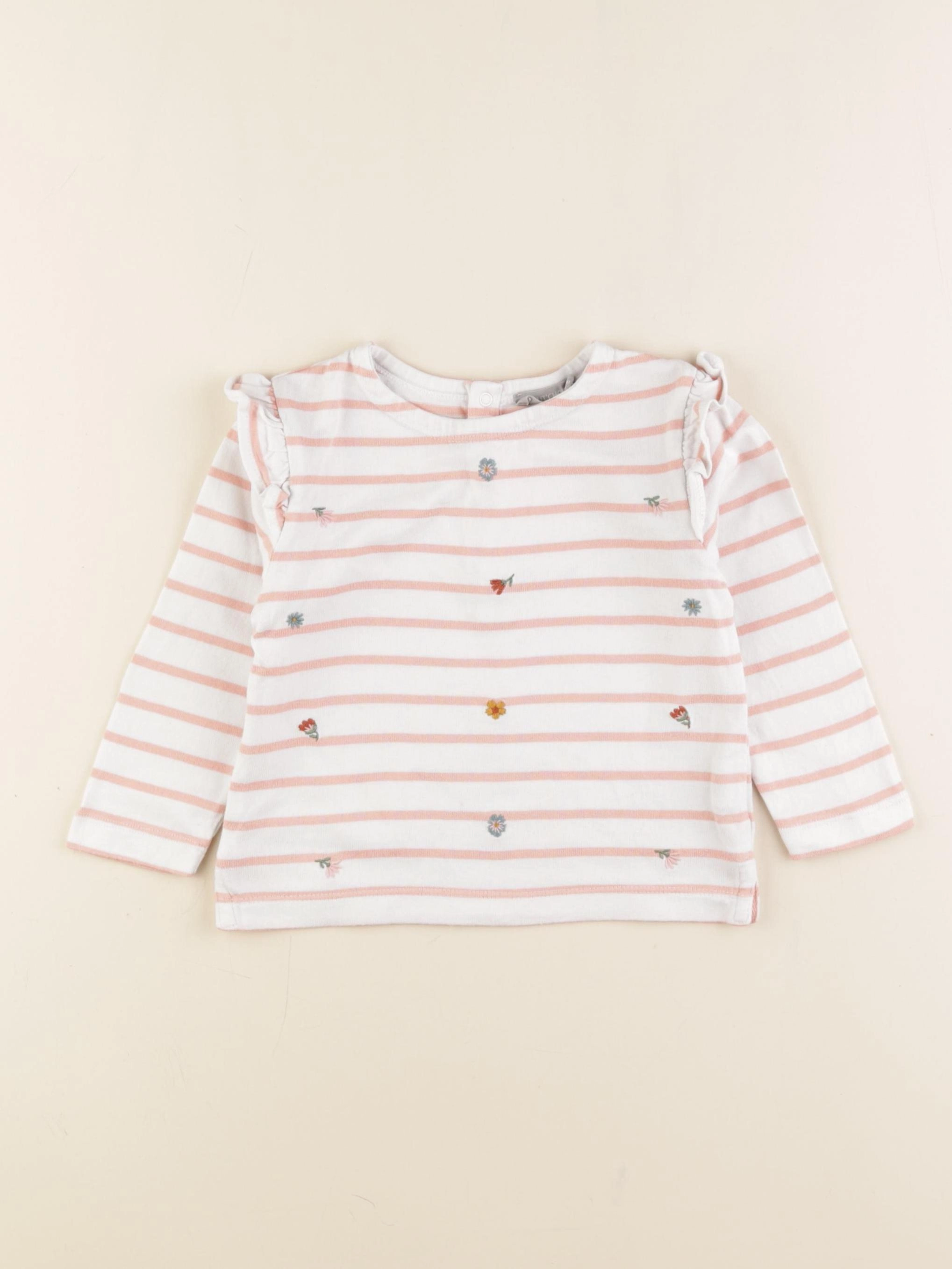 Boutchou - tee-shirt blanc, rose - 18 mois