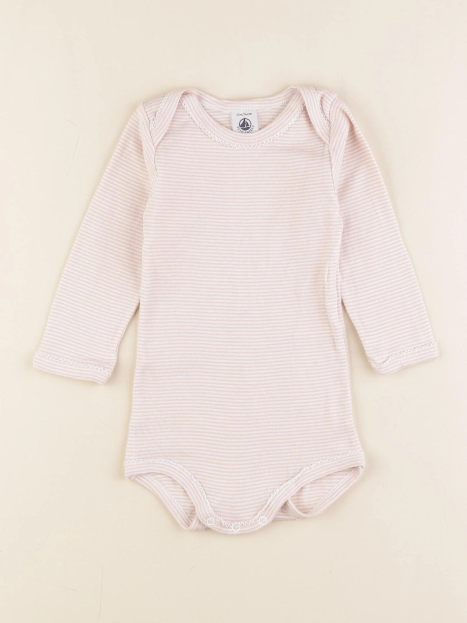 Petit Bateau - body rose - 12 mois