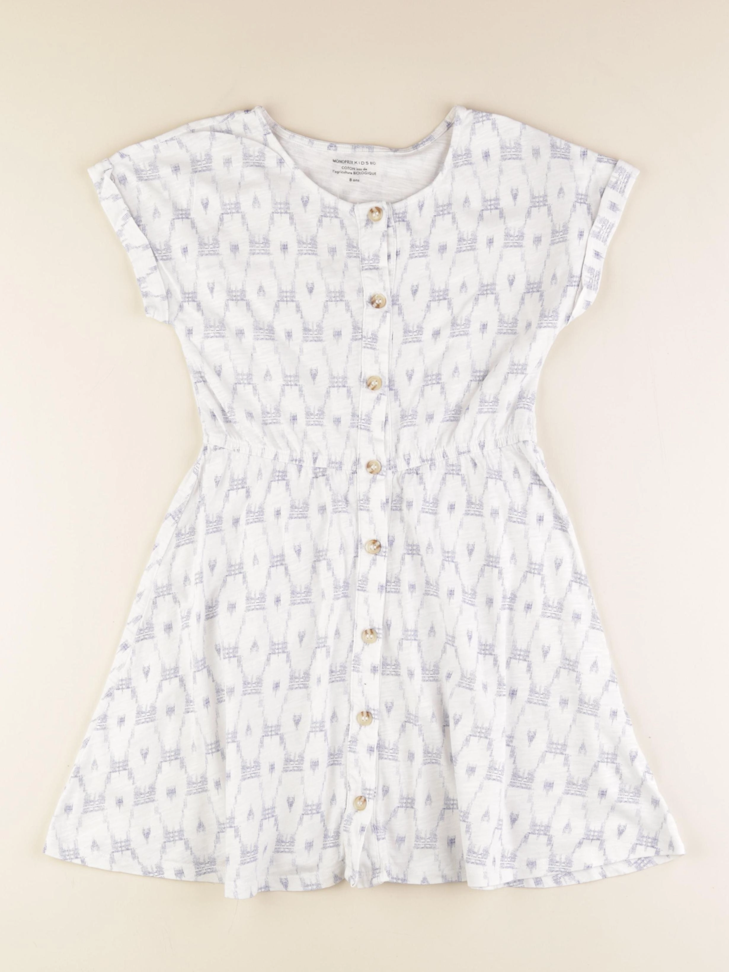 Monoprix - robe blanc, bleu - 8 ans
