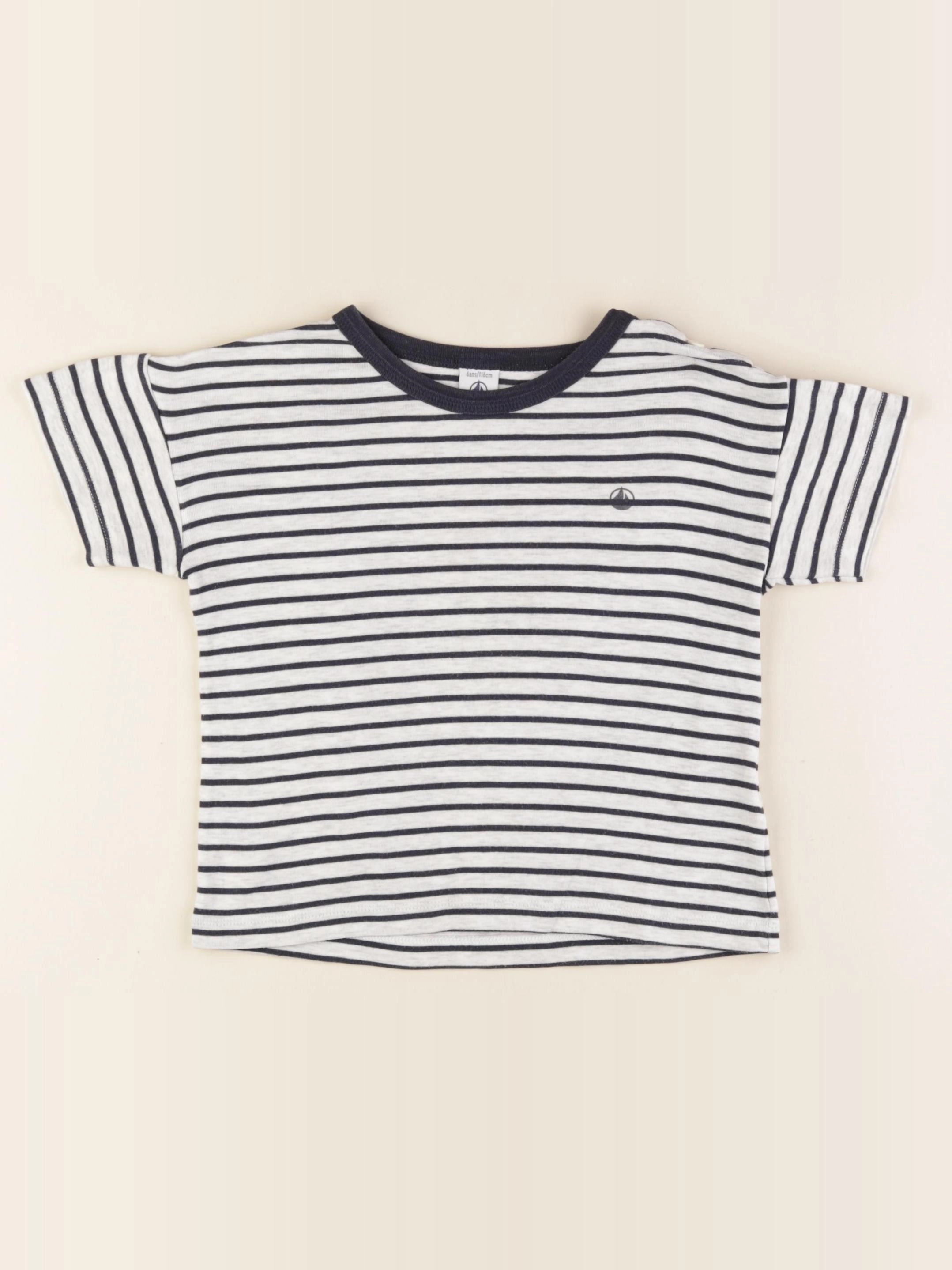 Petit Bateau - tee-shirt gris, bleu - 6 ans