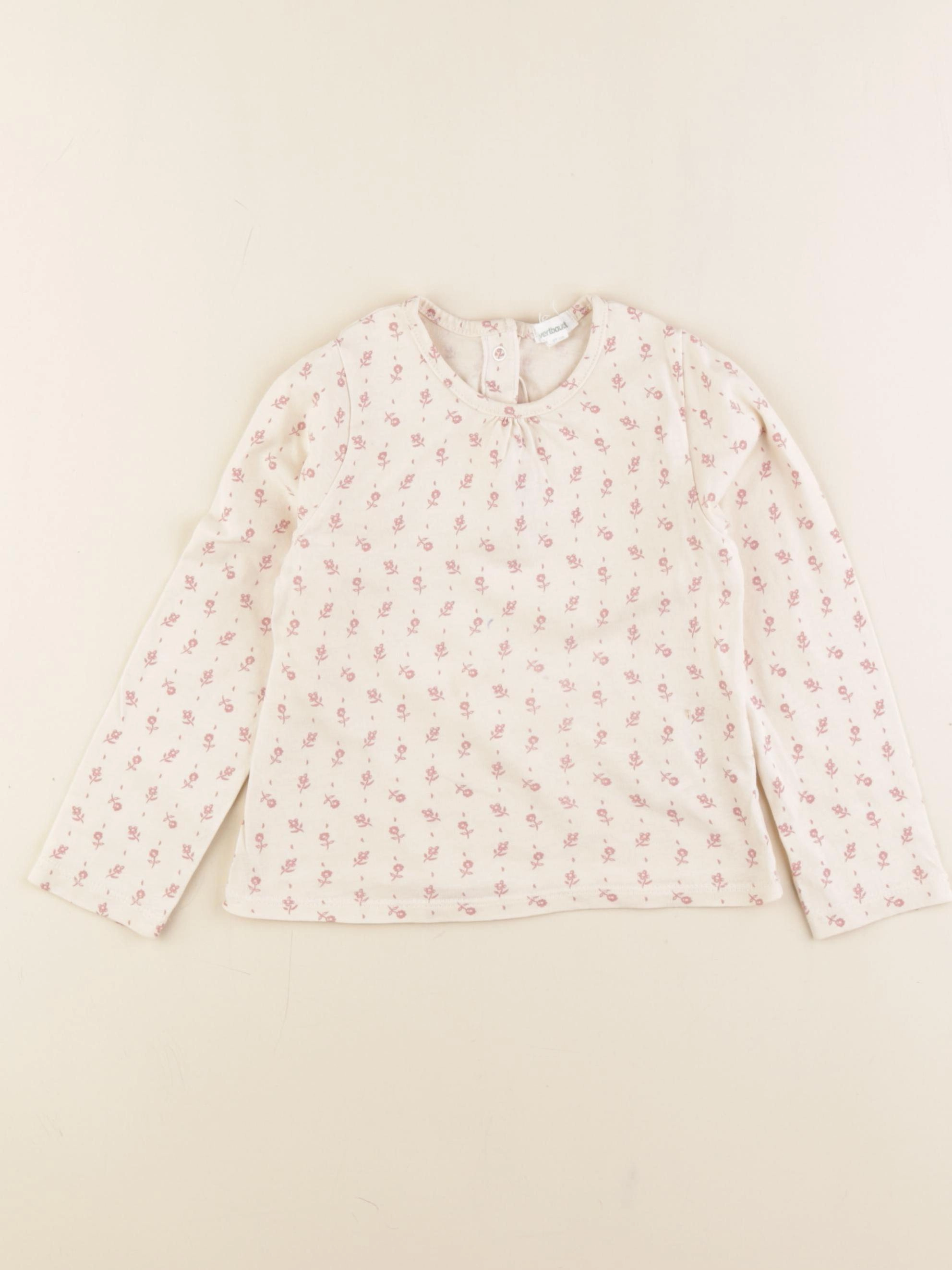 Vertbaudet - tee-shirt blanc, rose - 36 mois