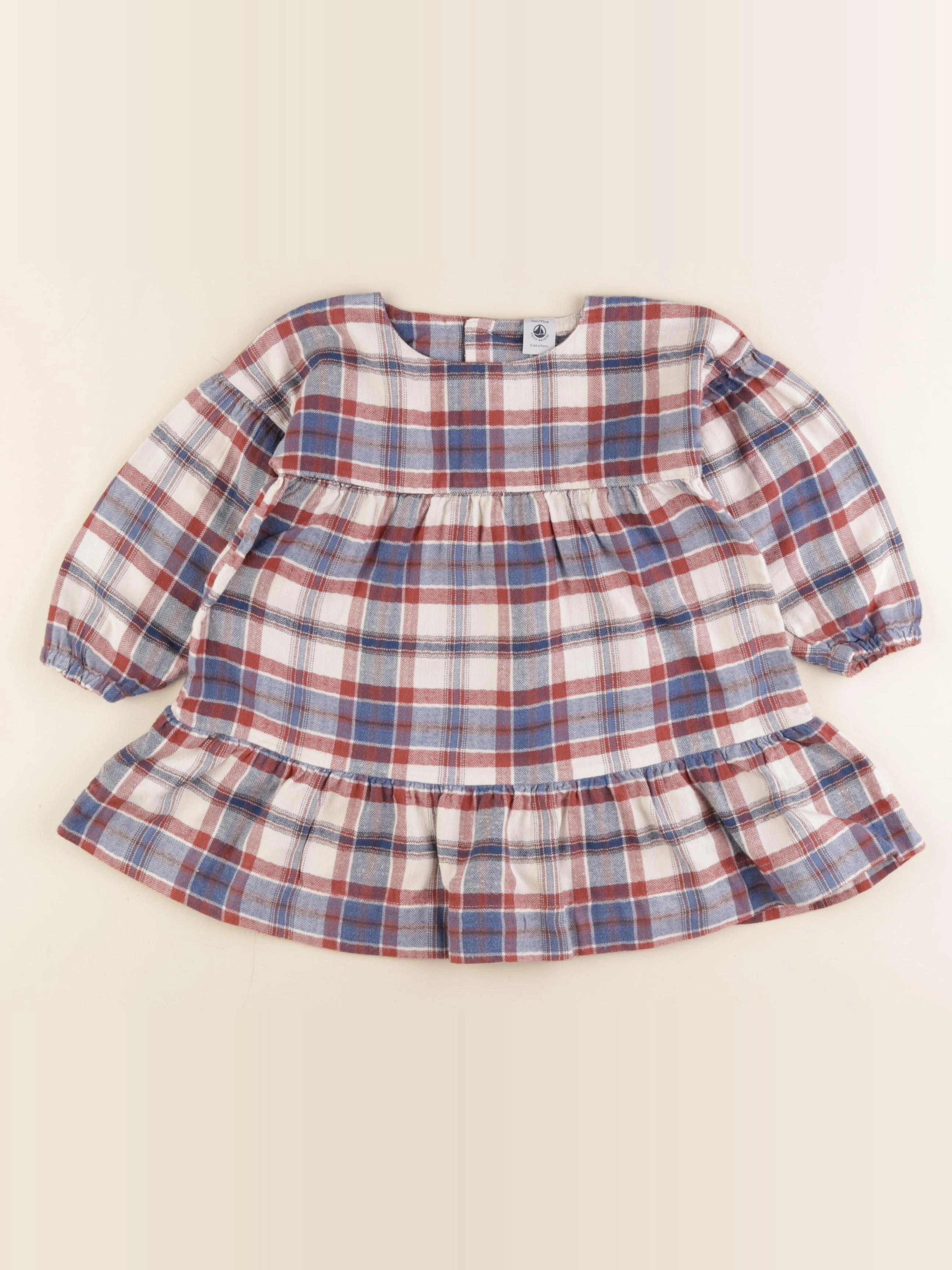 Petit Bateau - robe marron, bleu - 3 ans