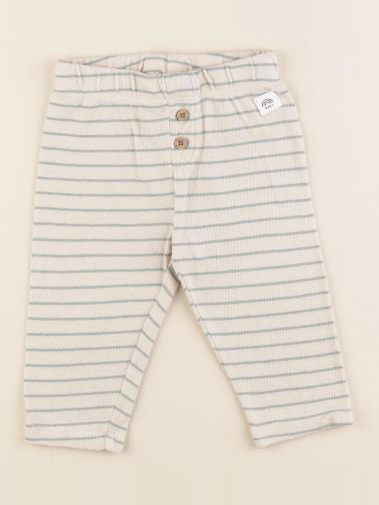 La Redoute - pantalon blanc, vert - 6 mois