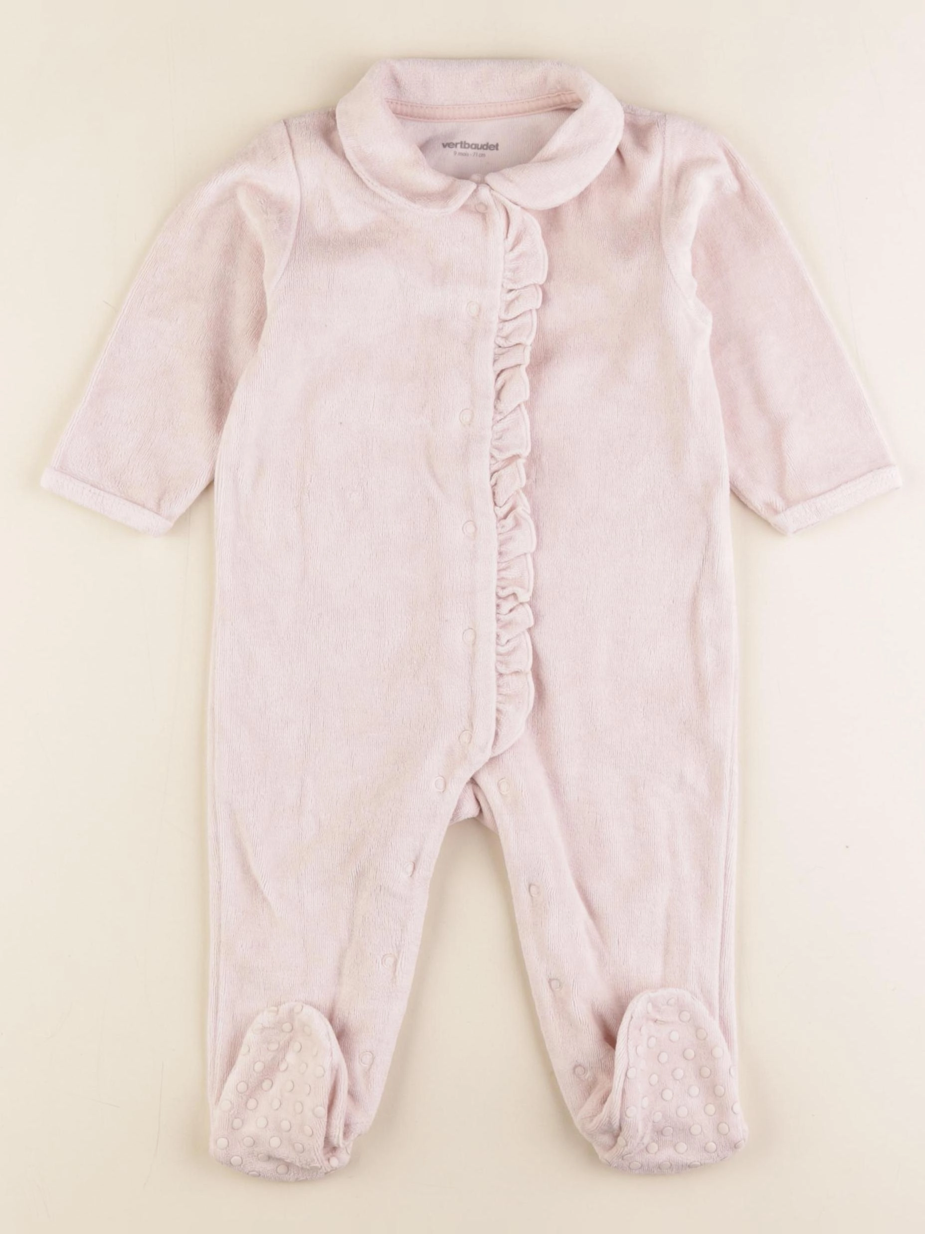 Vertbaudet - pyjama velours rose - 9 mois